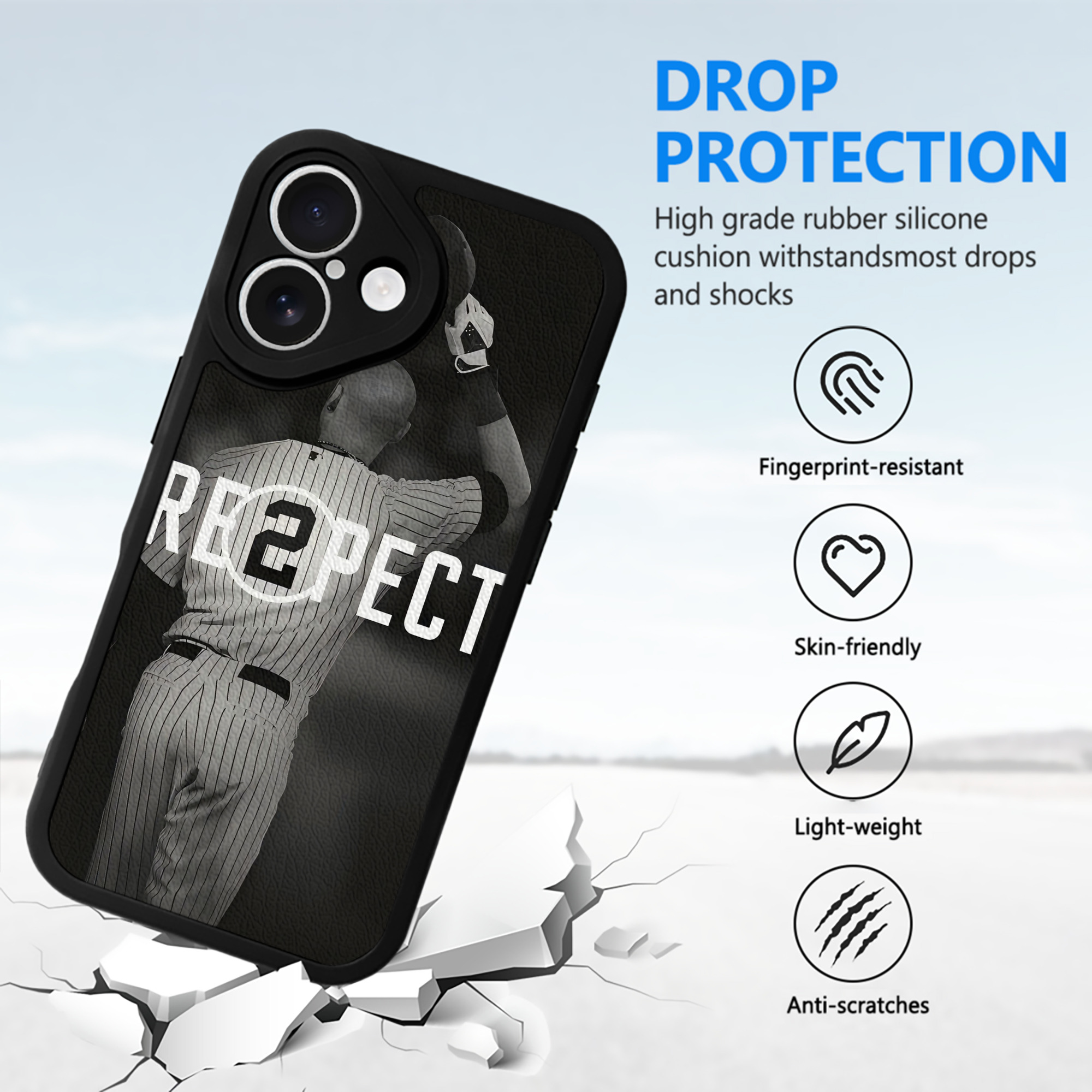 Derek Jeter 37 IPhone 16 Silicone Leather Case – UV Print, Lambskin Texture – Perfect Fit, Wireless Charging Compatible, Scratch Resistant, Precise Cutouts – Stylish Protection For IPhone 16