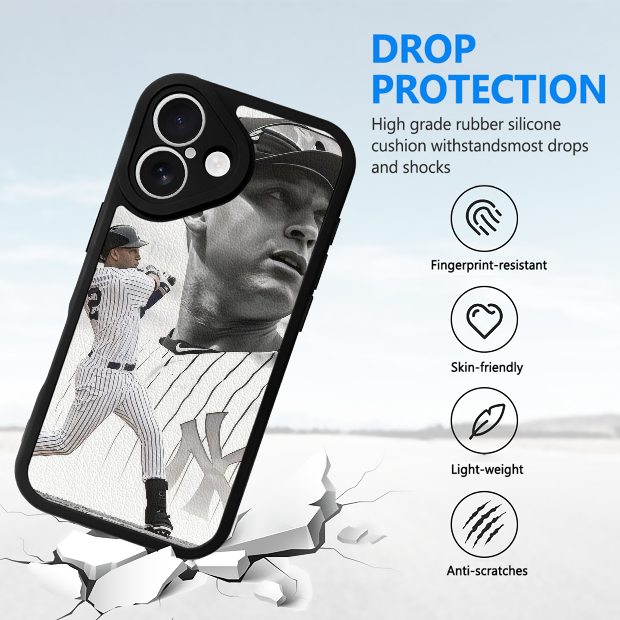 Derek Jeter 61 IPhone 16 Silicone Leather Case – UV Print, Lambskin Texture – Perfect Fit, Wireless Charging Compatible, Scratch Resistant, Precise Cutouts – Stylish Protection For IPhone 16