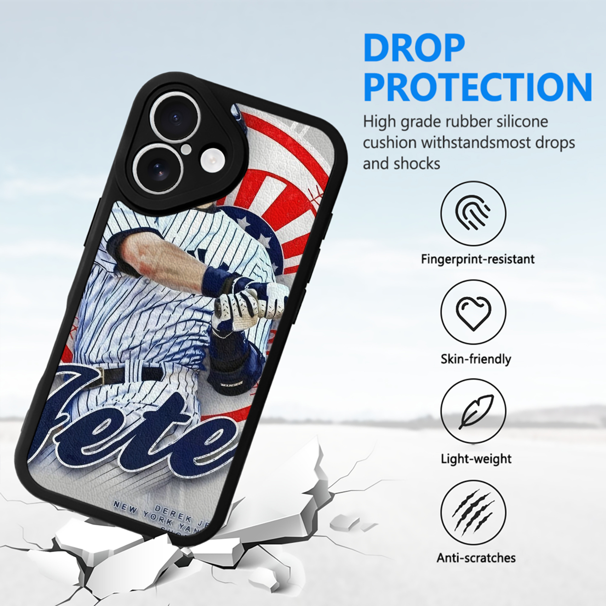 Derek Jeter 62 IPhone 16 Silicone Leather Case – UV Print, Lambskin Texture – Perfect Fit, Wireless Charging Compatible, Scratch Resistant, Precise Cutouts – Stylish Protection For IPhone 16
