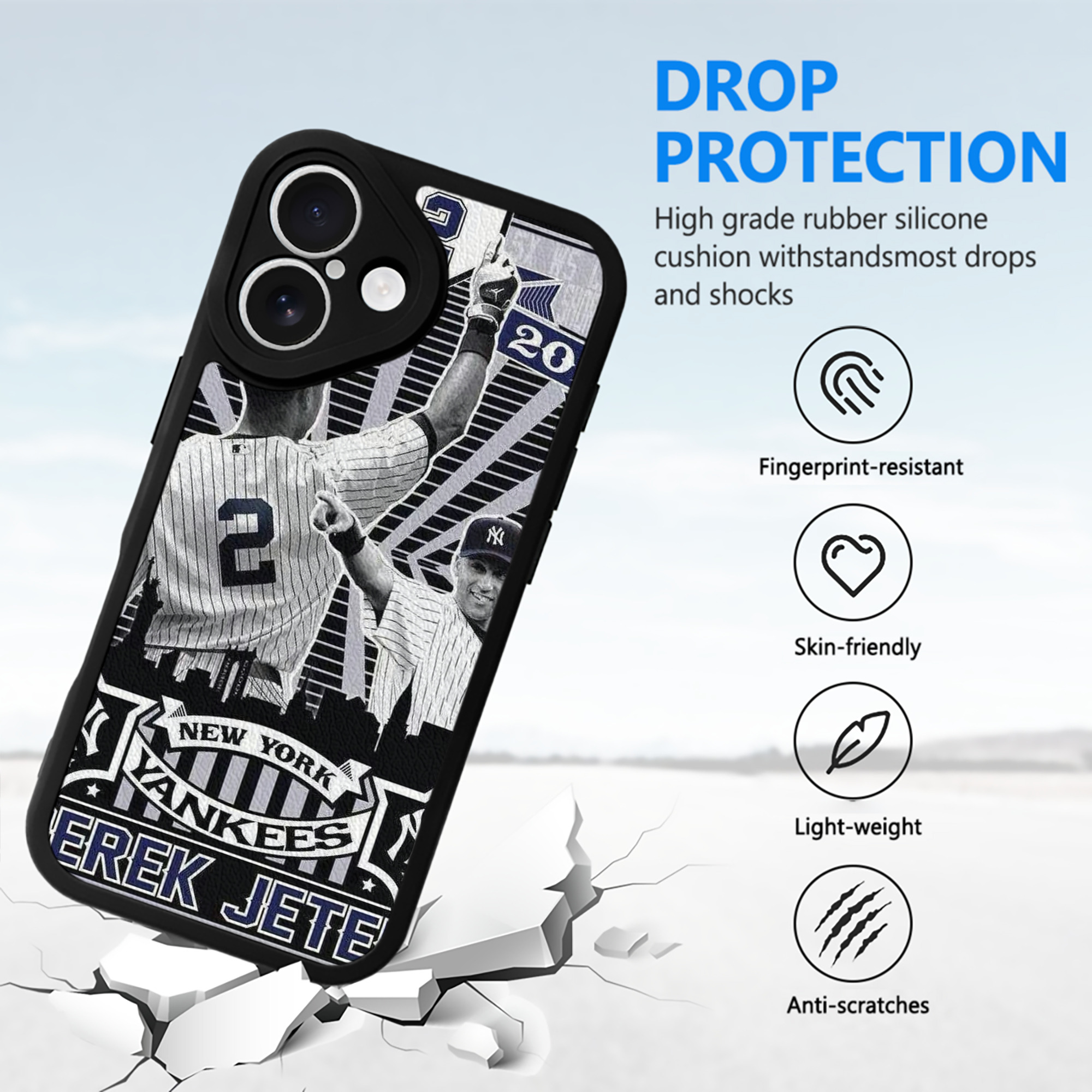 Derek Jeter 89 IPhone 16 Silicone Leather Case – UV Print, Lambskin Texture – Perfect Fit, Wireless Charging Compatible, Scratch Resistant, Precise Cutouts – Stylish Protection For IPhone 16
