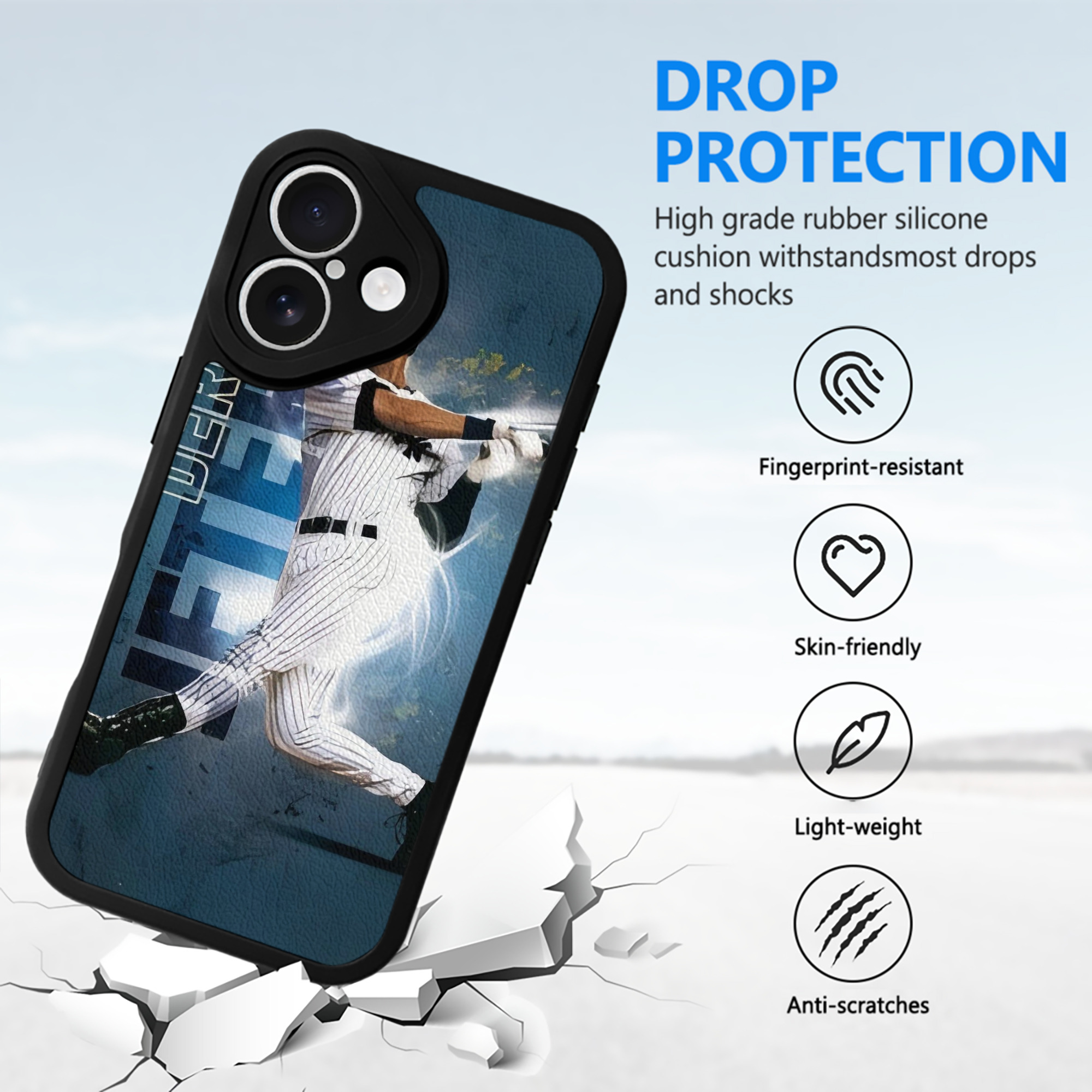 Derek Jeter 99 IPhone 16 Silicone Leather Case – UV Print, Lambskin Texture – Perfect Fit, Wireless Charging Compatible, Scratch Resistant, Precise Cutouts – Stylish Protection For IPhone 16