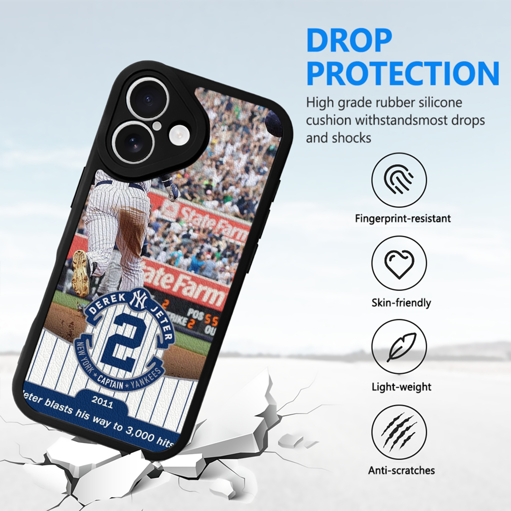 Derek Jeter 102 IPhone 16 Silicone Leather Case – UV Print, Lambskin Texture – Perfect Fit, Wireless Charging Compatible, Scratch Resistant, Precise Cutouts – Stylish Protection For IPhone 16