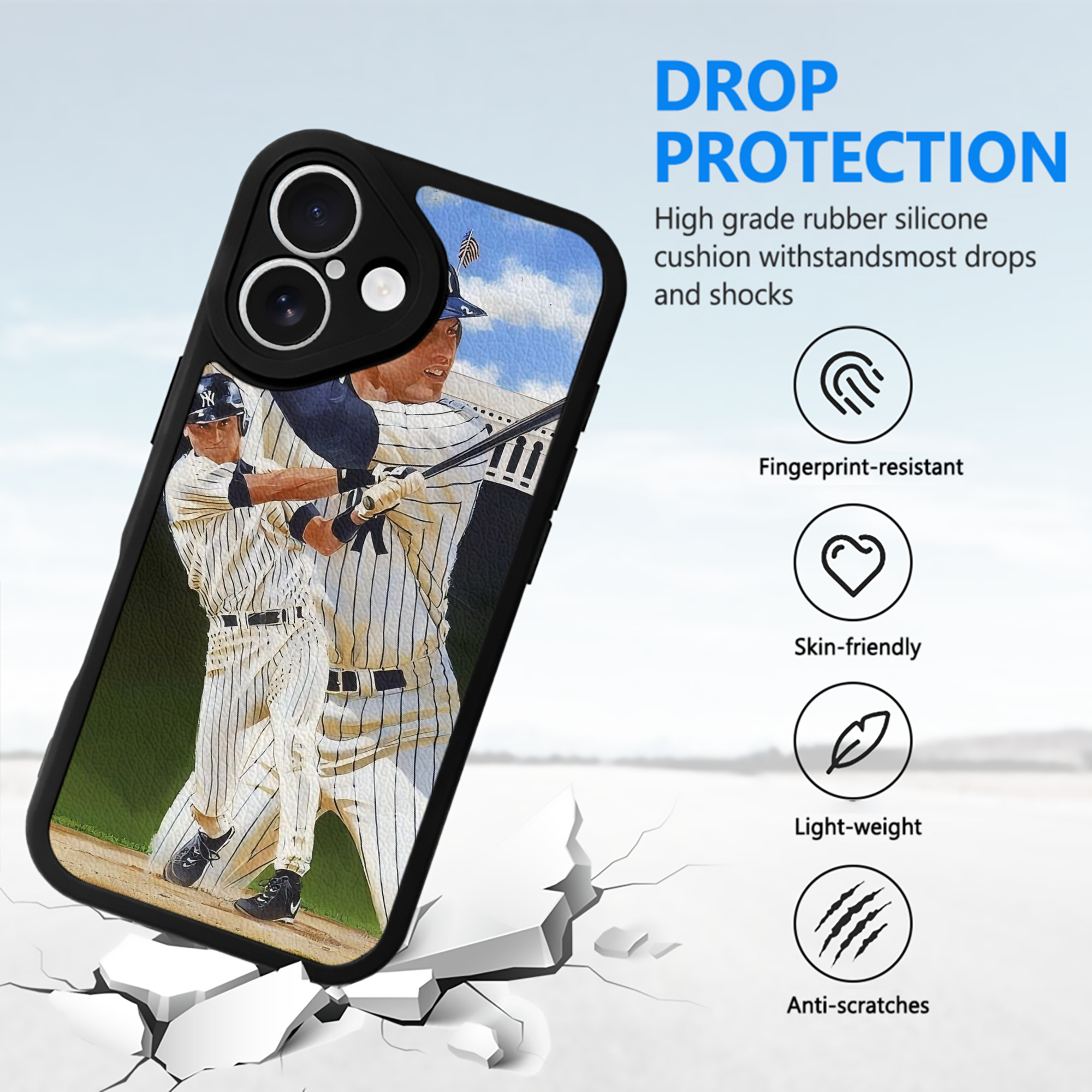 Derek Jeter 108 IPhone 16 Silicone Leather Case – UV Print, Lambskin Texture – Perfect Fit, Wireless Charging Compatible, Scratch Resistant, Precise Cutouts – Stylish Protection For IPhone 16