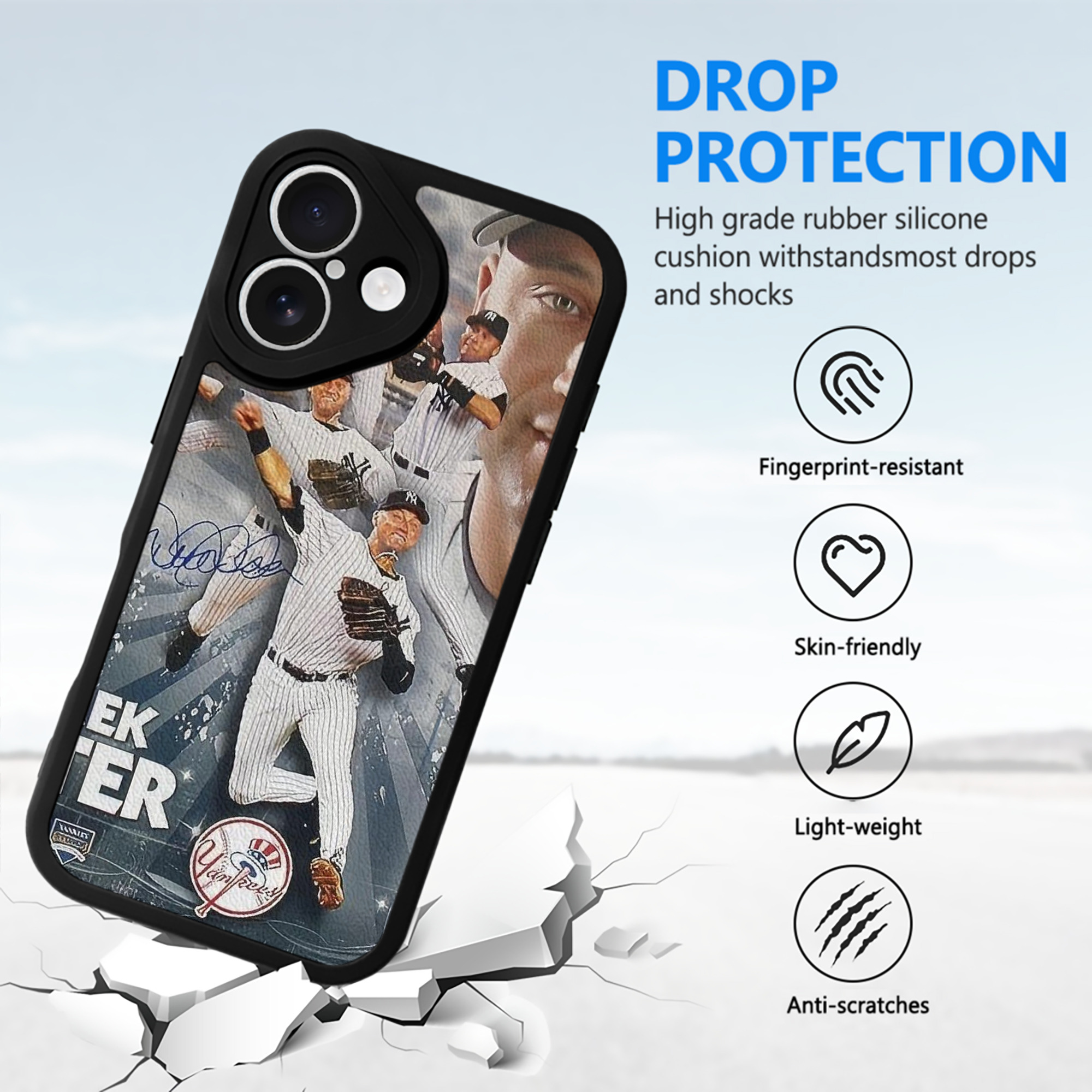 Derek Jeter 109 IPhone 16 Silicone Leather Case – UV Print, Lambskin Texture – Perfect Fit, Wireless Charging Compatible, Scratch Resistant, Precise Cutouts – Stylish Protection For IPhone 16