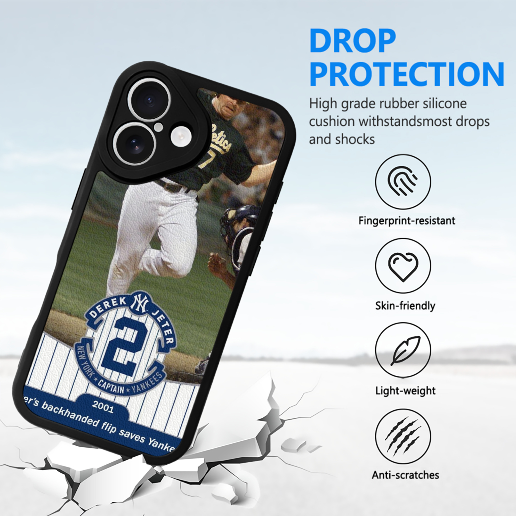 Derek Jeter 111 IPhone 16 Silicone Leather Case – UV Print, Lambskin Texture – Perfect Fit, Wireless Charging Compatible, Scratch Resistant, Precise Cutouts – Stylish Protection For IPhone 16