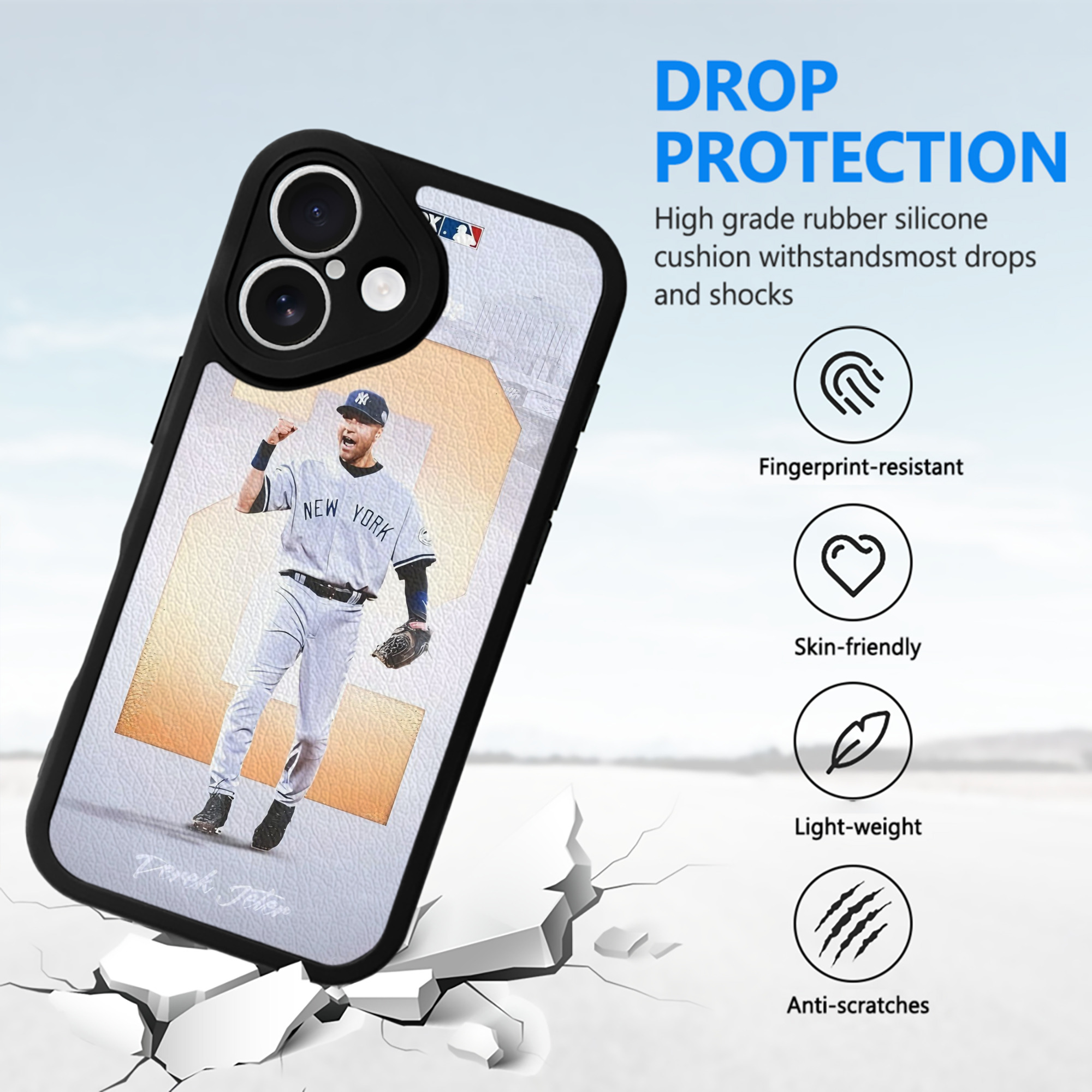 Derek Jeter 112 IPhone 16 Silicone Leather Case – UV Print, Lambskin Texture – Perfect Fit, Wireless Charging Compatible, Scratch Resistant, Precise Cutouts – Stylish Protection For IPhone 16