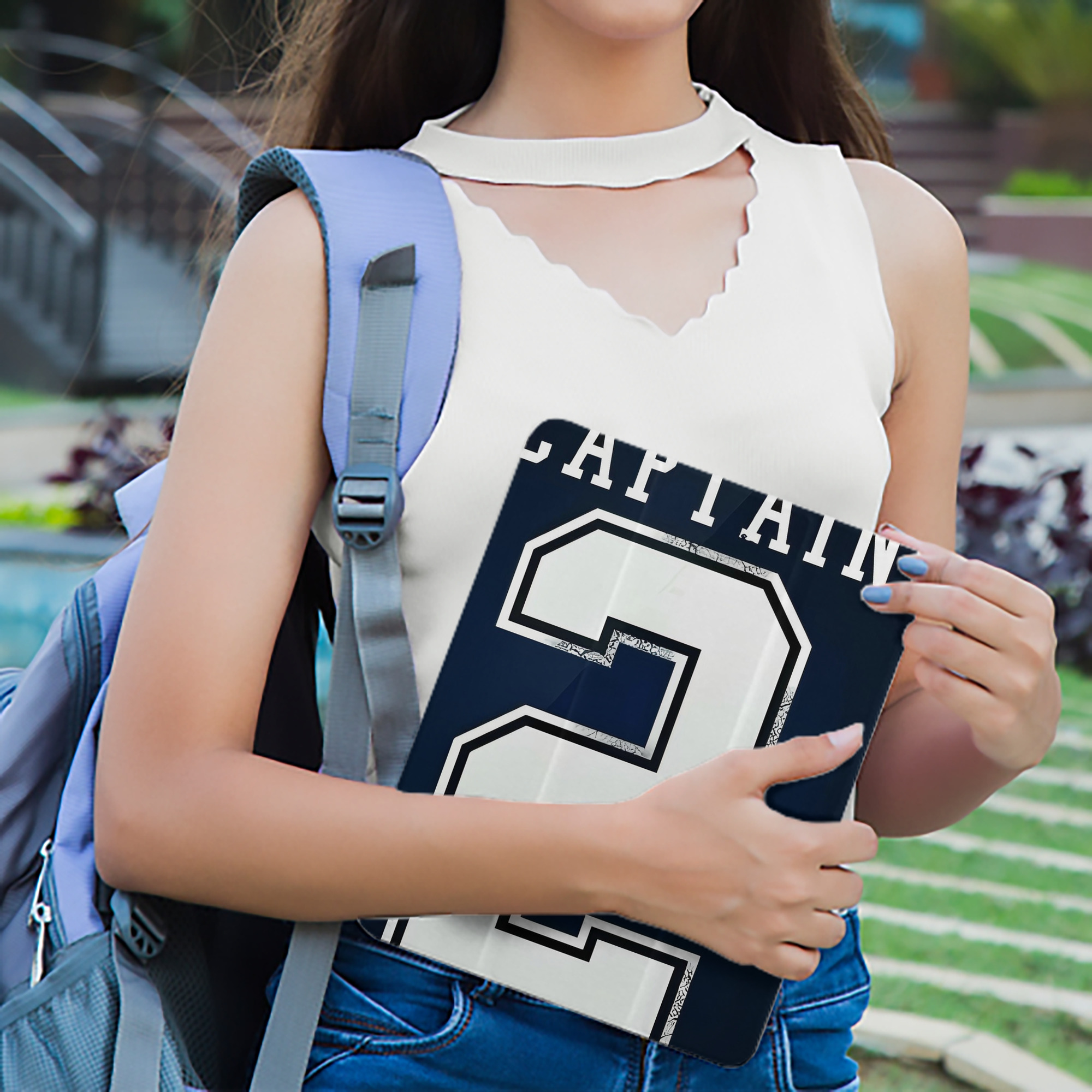 Derek Jeter 28 Premium Tri-Fold PU Leather & Silicone IPad Case With Pencil Slot – Fits 9.5,10.5,10.9 – Adjustable Stand, Slim, Protective