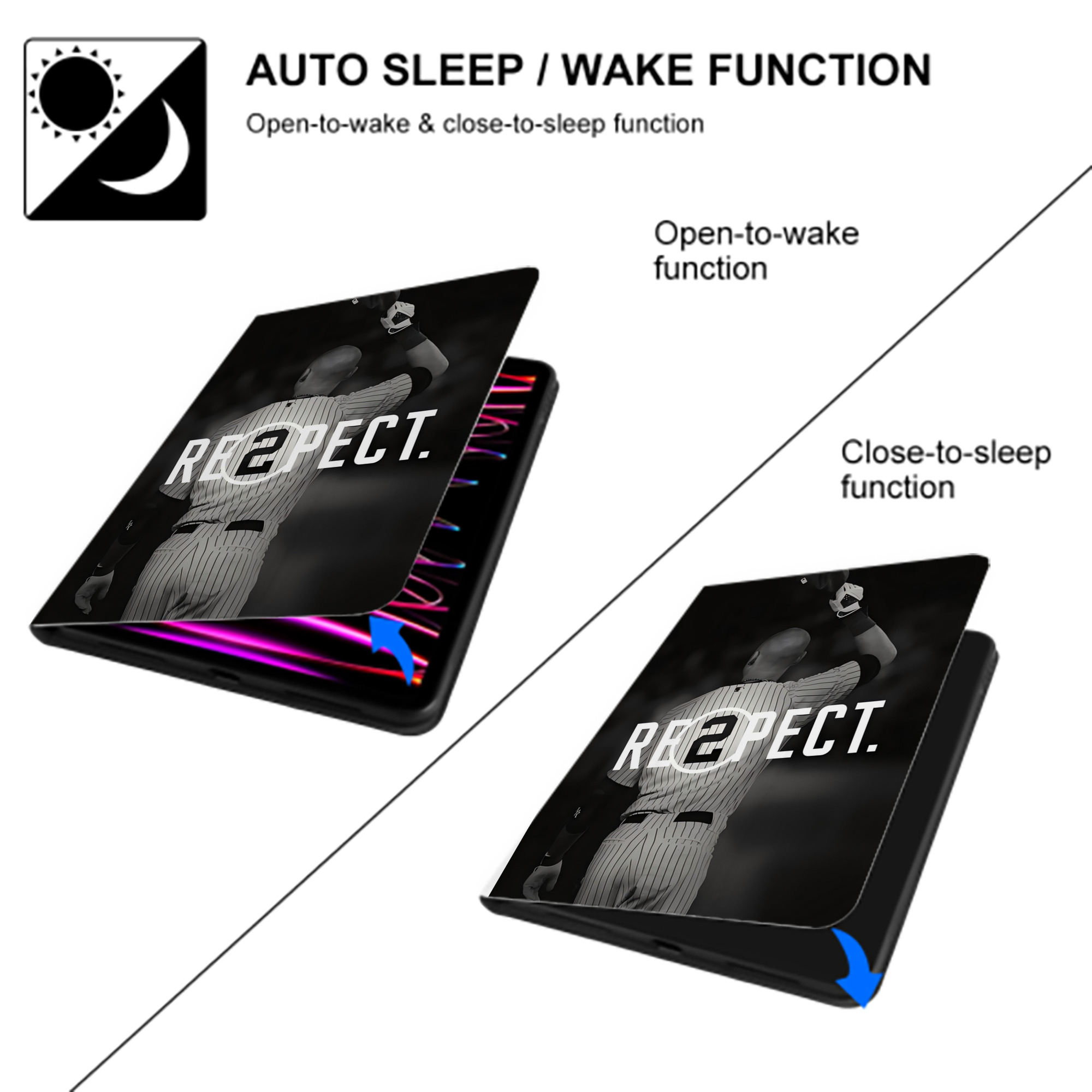 Derek Jeter 37 Premium Tri-Fold PU Leather & Silicone IPad Case With Pencil Slot – Fits 9.5,10.5,10.9 – Adjustable Stand, Slim, Protective