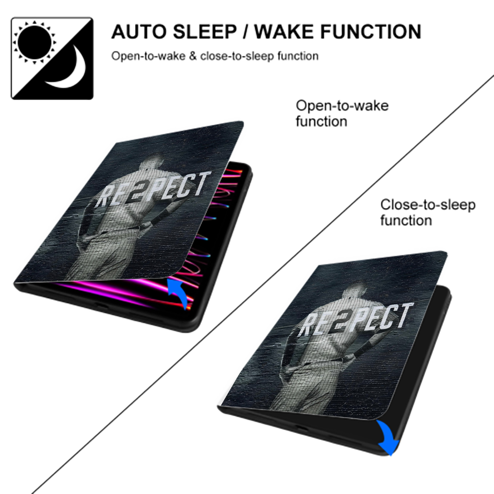 Derek Jeter 48 Premium Tri-Fold PU Leather & Silicone IPad Case With Pencil Slot – Fits 9.5,10.5,10.9 – Adjustable Stand, Slim, Protective