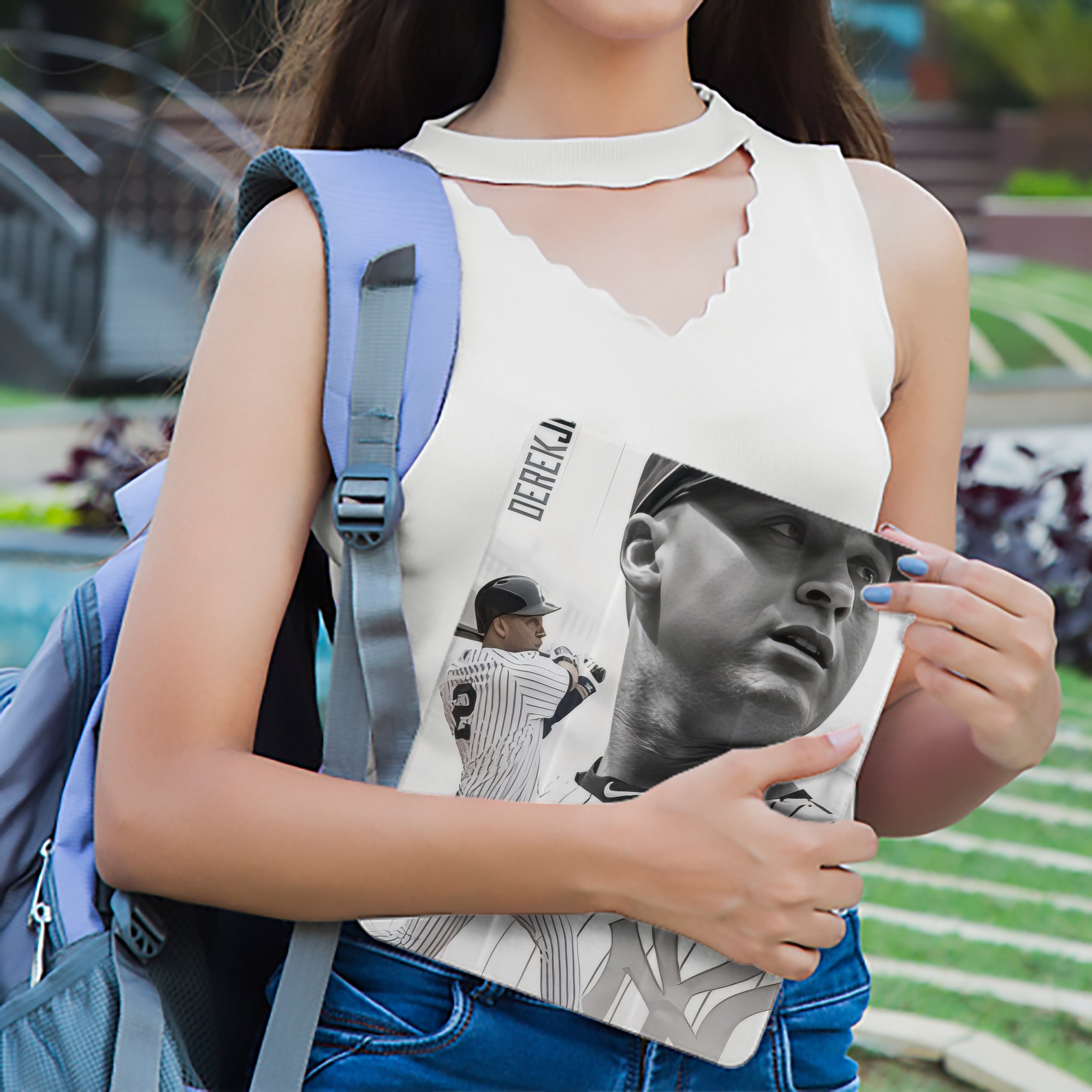 Derek Jeter 61 Premium Tri-Fold PU Leather & Silicone IPad Case With Pencil Slot – Fits 9.5,10.5,10.9 – Adjustable Stand, Slim, Protective