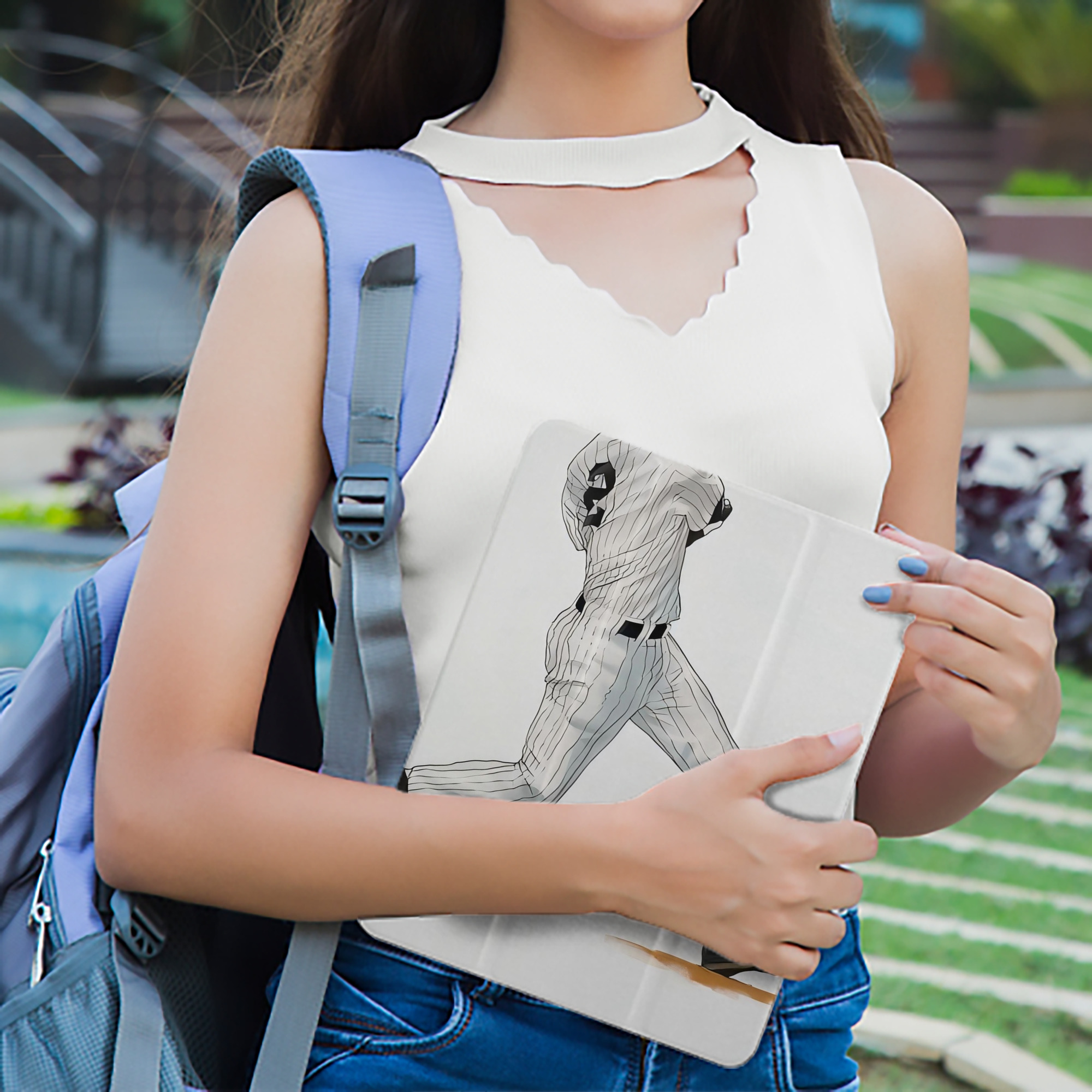 Derek Jeter 64 Premium Tri-Fold PU Leather & Silicone IPad Case With Pencil Slot – Fits 9.5,10.5,10.9 – Adjustable Stand, Slim, Protective