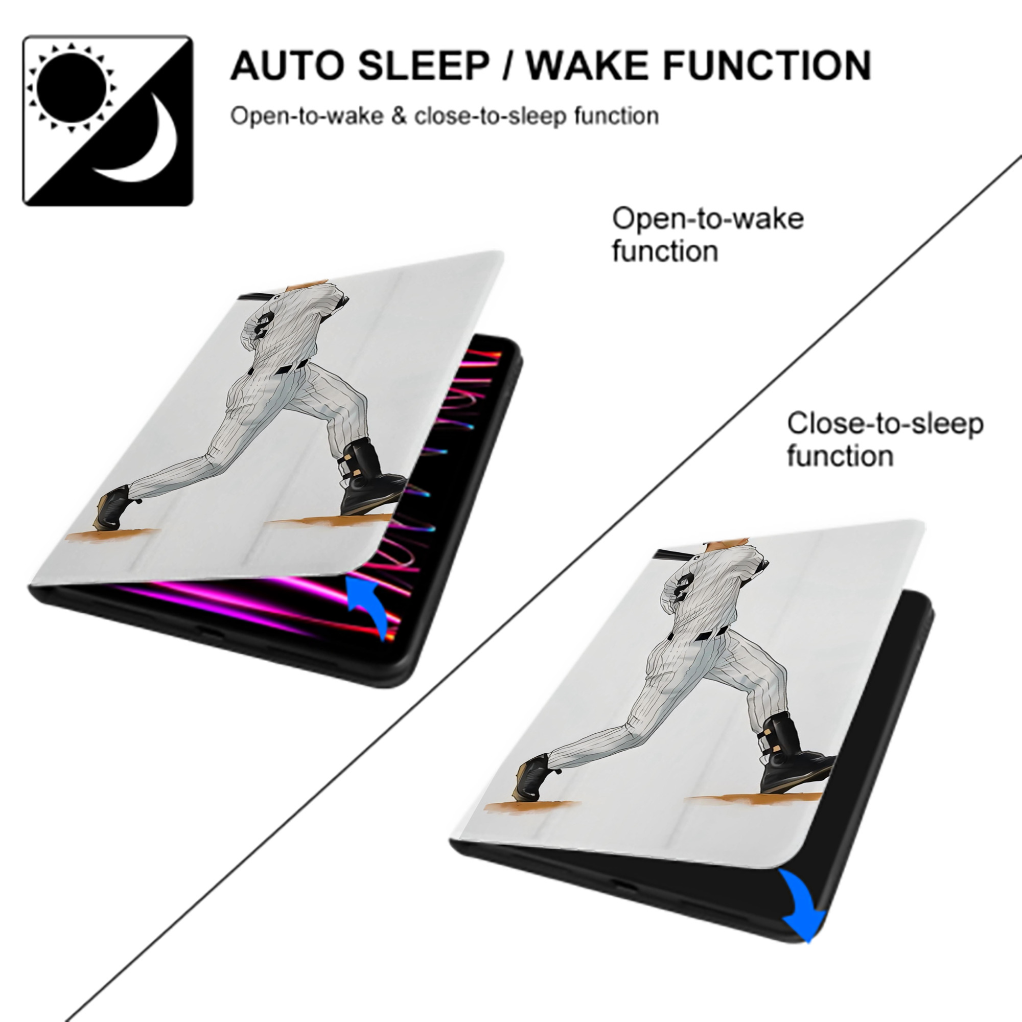 Derek Jeter 64 Premium Tri-Fold PU Leather & Silicone IPad Case With Pencil Slot – Fits 9.5,10.5,10.9 – Adjustable Stand, Slim, Protective