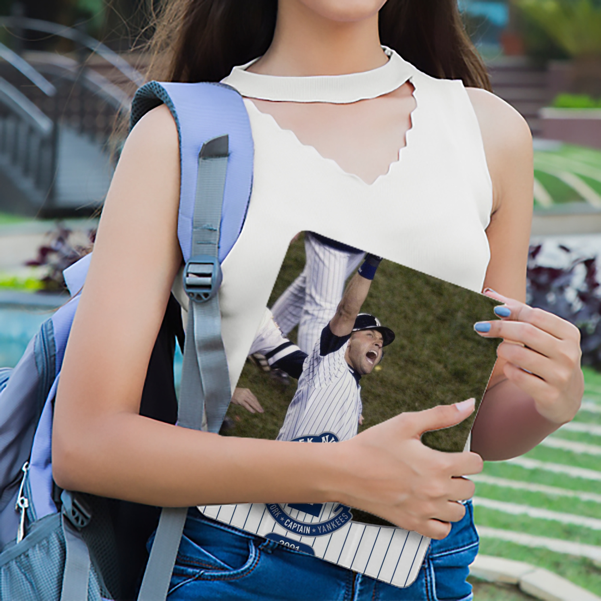 Derek Jeter 87 Premium Tri-Fold PU Leather & Silicone IPad Case With Pencil Slot – Fits 9.5,10.5,10.9 – Adjustable Stand, Slim, Protective