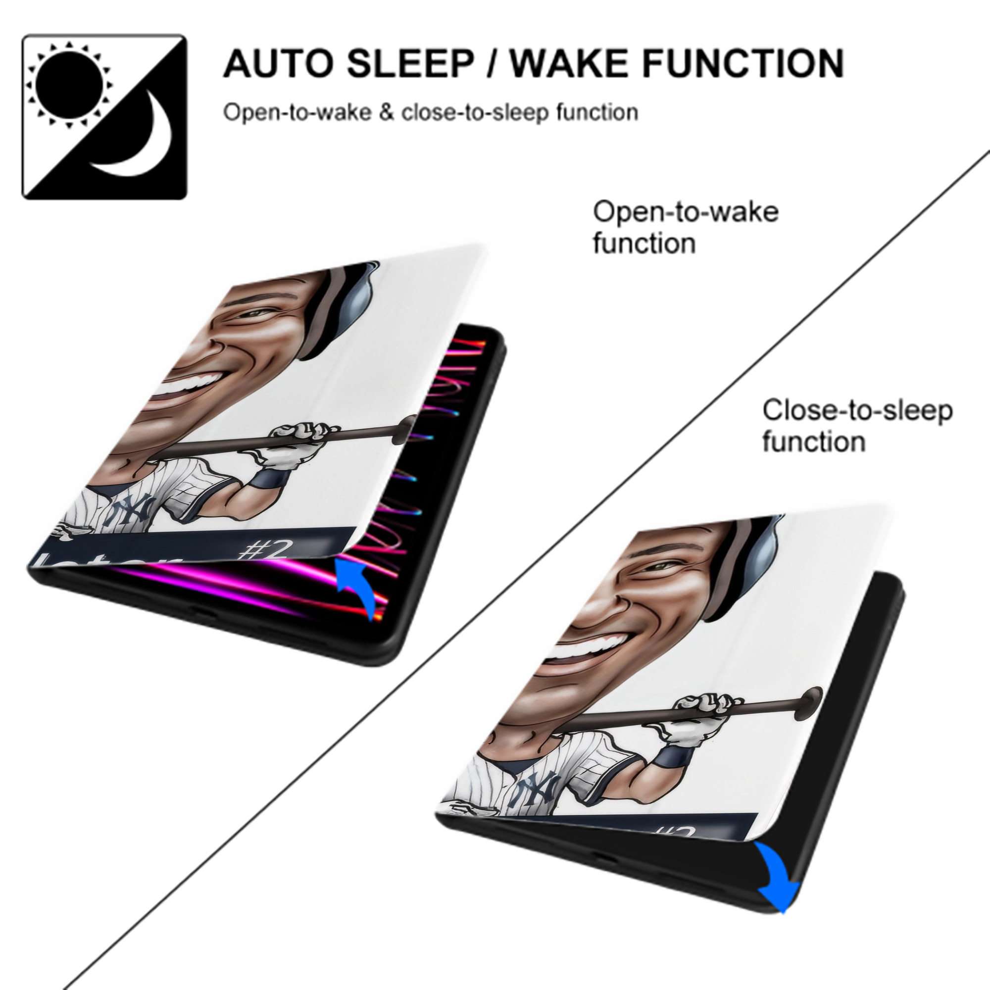 Derek Jeter 18 IPad Book-Style Case With Pencil Slot – Slim PU & TPU Cover – Full Protection, Precise Fit, Water & Scratch Resistant