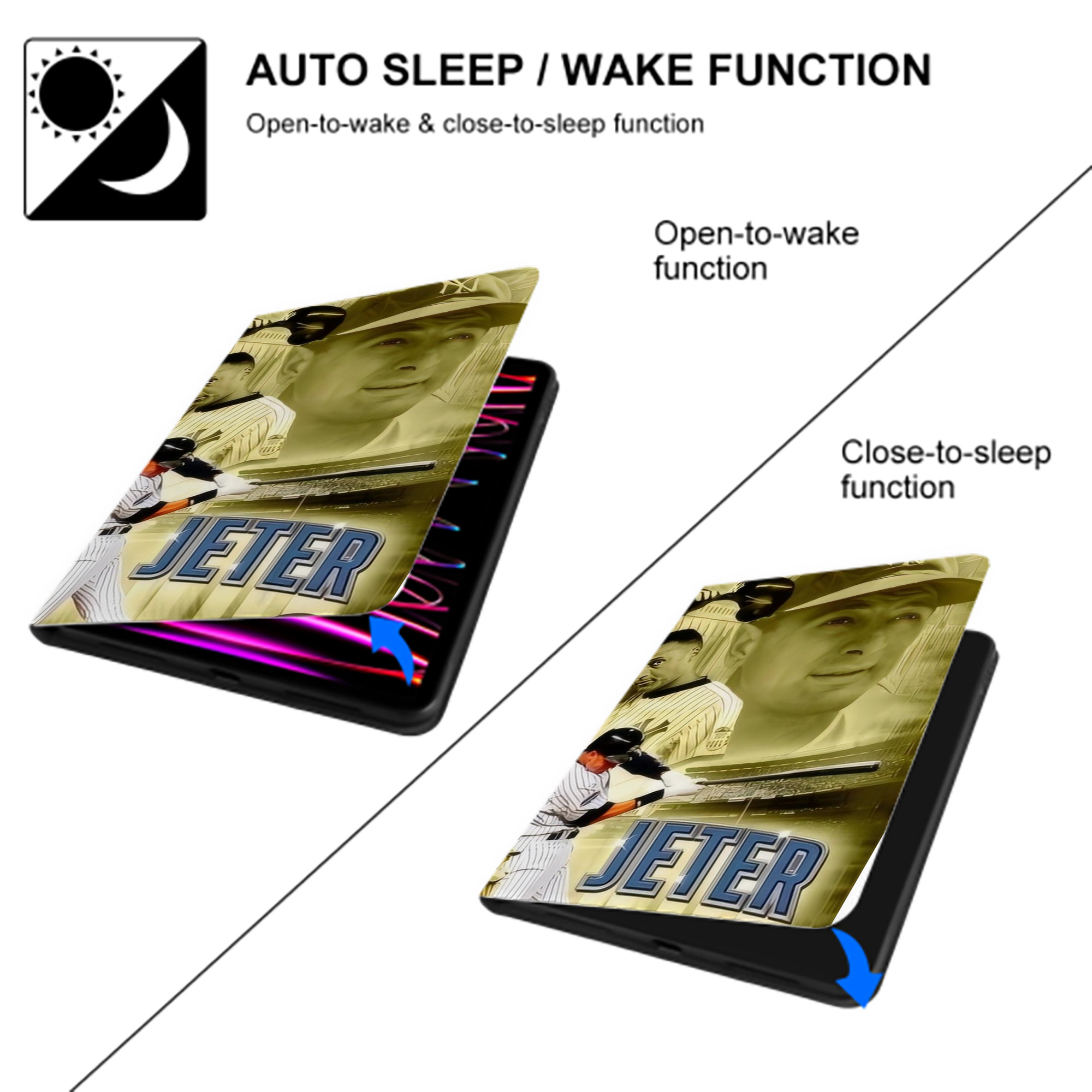 Derek Jeter 23 IPad Book-Style Case With Pencil Slot – Slim PU & TPU Cover – Full Protection, Precise Fit, Water & Scratch Resistant