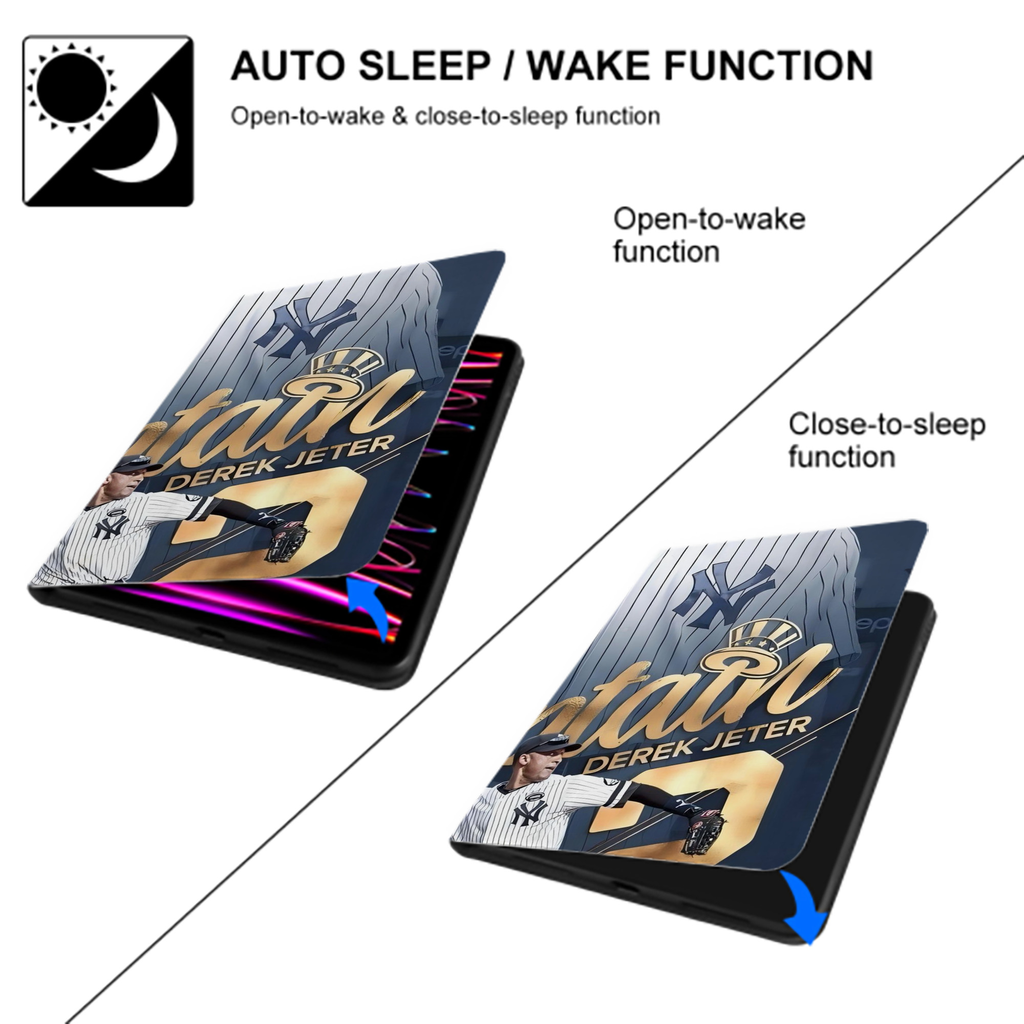 Derek Jeter 29 IPad Book-Style Case With Pencil Slot – Slim PU & TPU Cover – Full Protection, Precise Fit, Water & Scratch Resistant