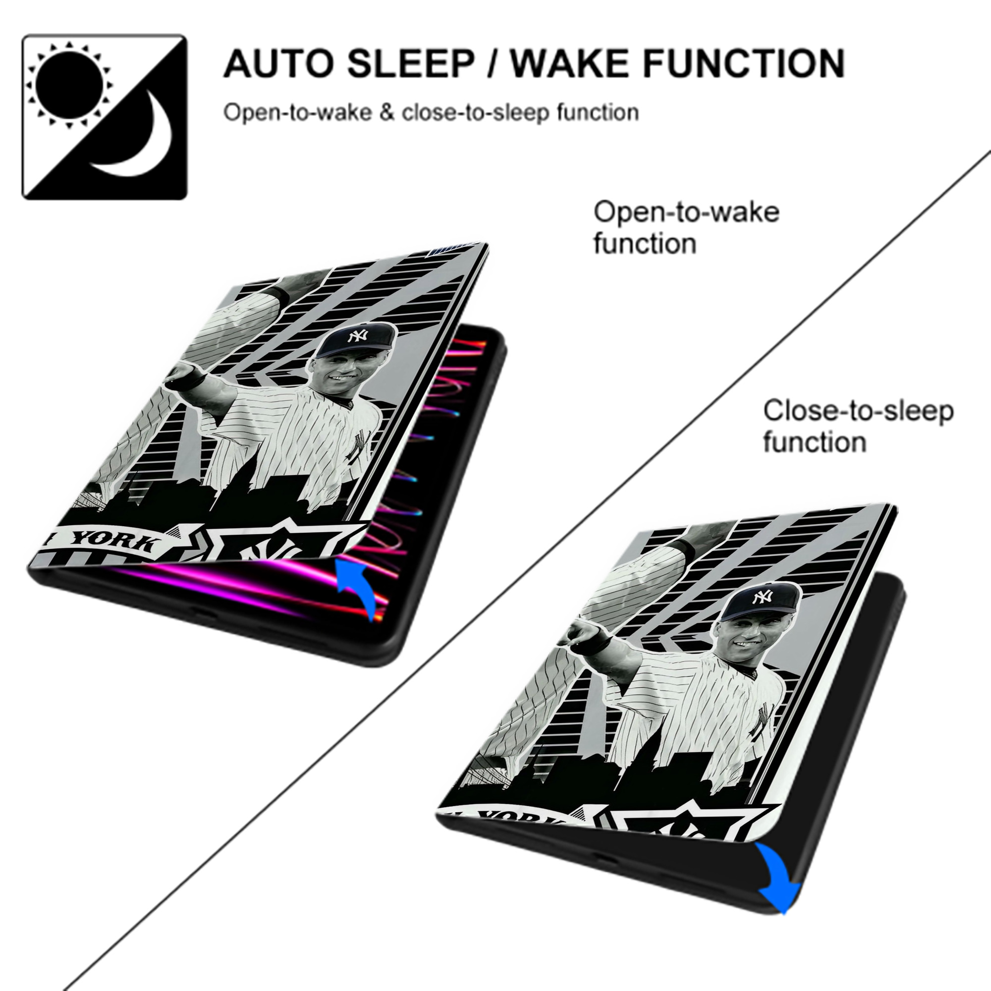 Derek Jeter 34 IPad Book-Style Case With Pencil Slot – Slim PU & TPU Cover – Full Protection, Precise Fit, Water & Scratch Resistant