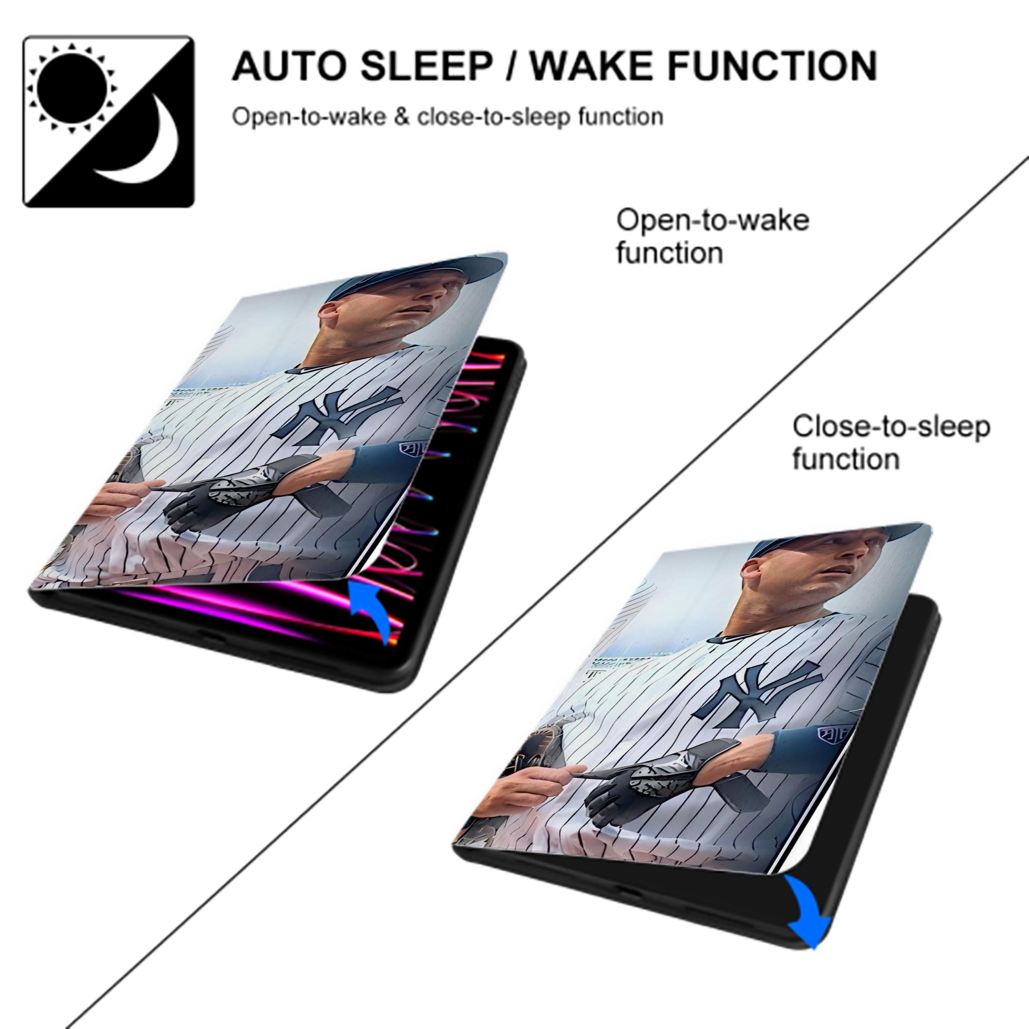 Derek Jeter 40 IPad Book-Style Case With Pencil Slot – Slim PU & TPU Cover – Full Protection, Precise Fit, Water & Scratch Resistant