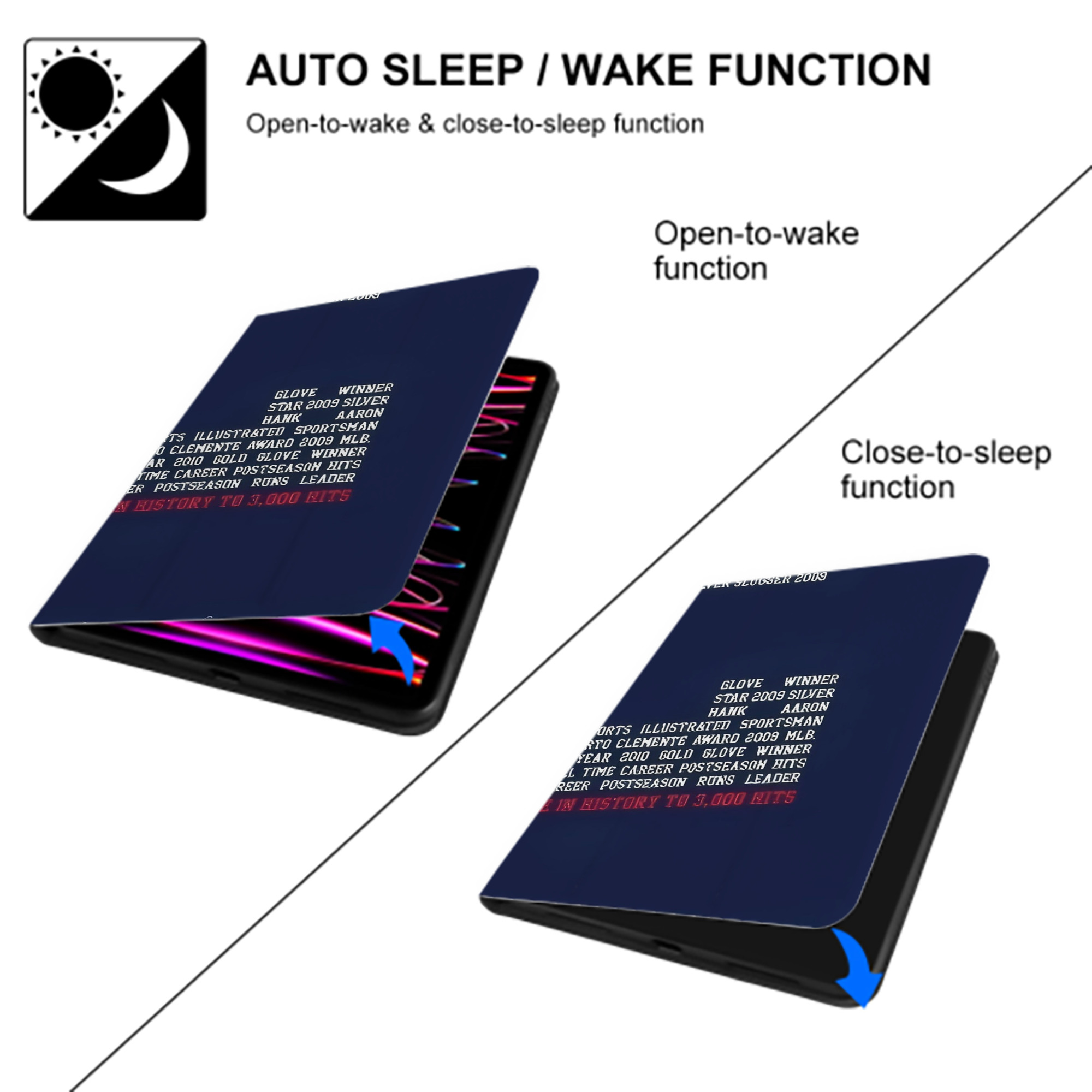 Derek Jeter 44 IPad Book-Style Case With Pencil Slot – Slim PU & TPU Cover – Full Protection, Precise Fit, Water & Scratch Resistant