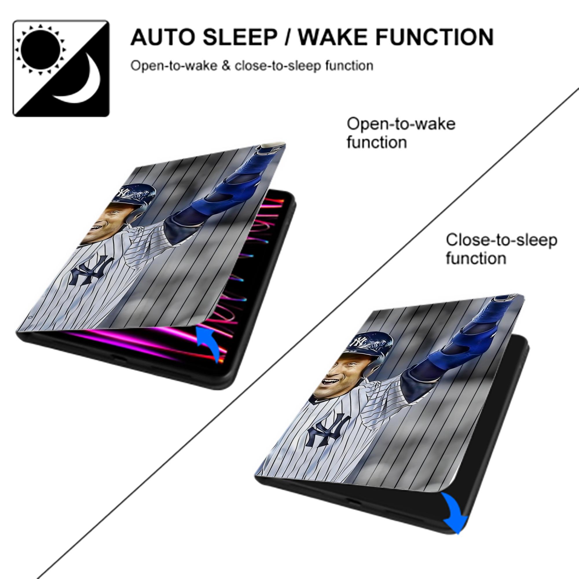 Derek Jeter 45 IPad Book-Style Case With Pencil Slot – Slim PU & TPU Cover – Full Protection, Precise Fit, Water & Scratch Resistant