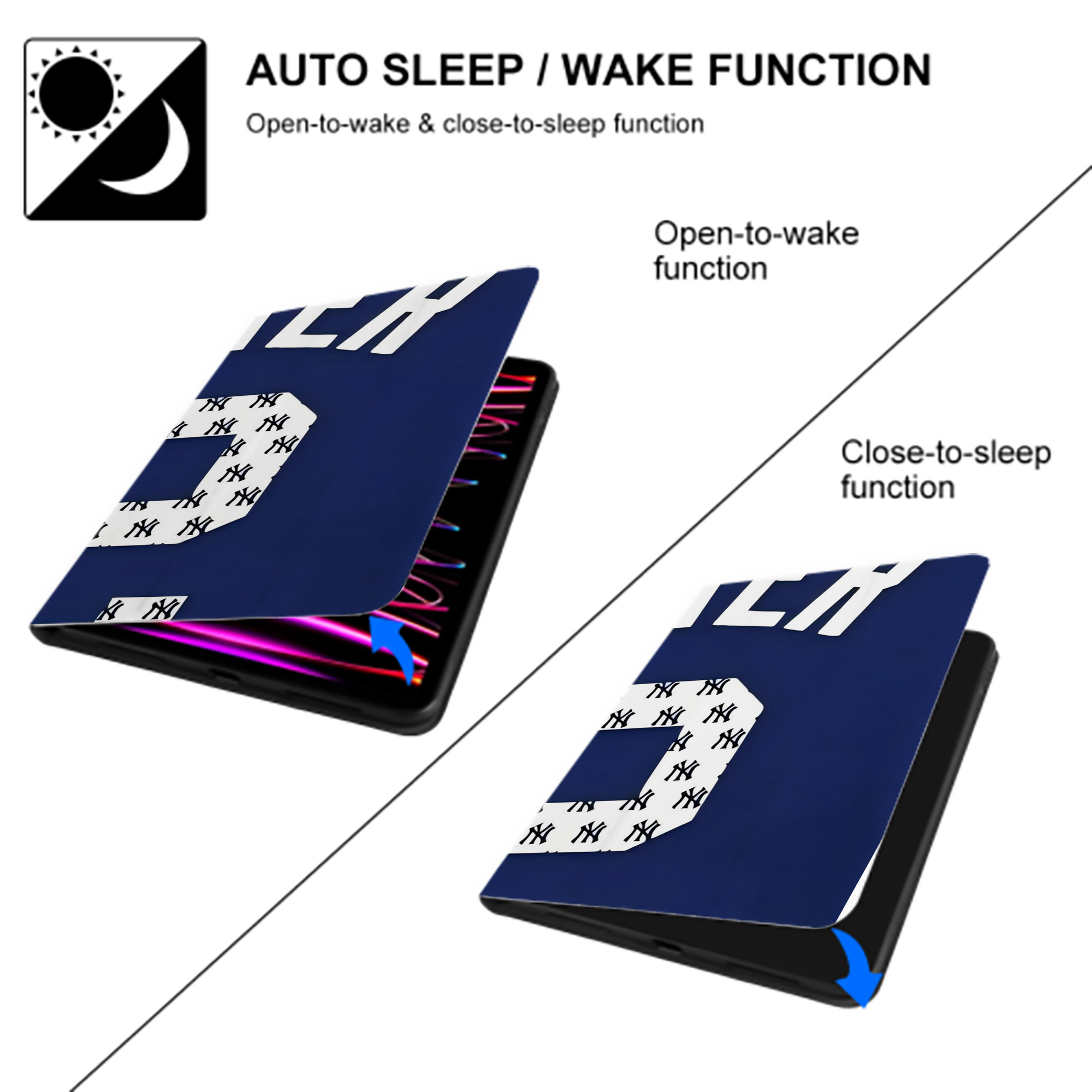 Derek Jeter 50 IPad Book-Style Case With Pencil Slot – Slim PU & TPU Cover – Full Protection, Precise Fit, Water & Scratch Resistant