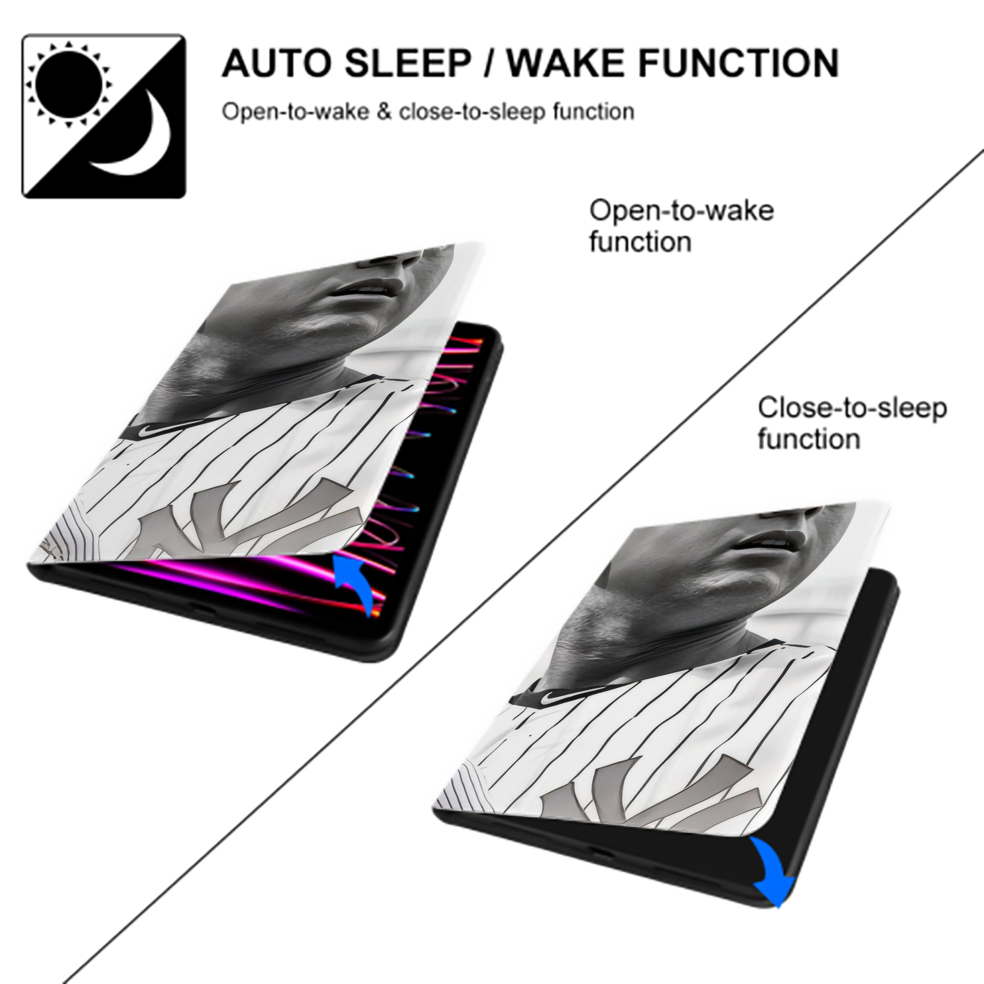 Derek Jeter 61 IPad Book-Style Case With Pencil Slot – Slim PU & TPU Cover – Full Protection, Precise Fit, Water & Scratch Resistant