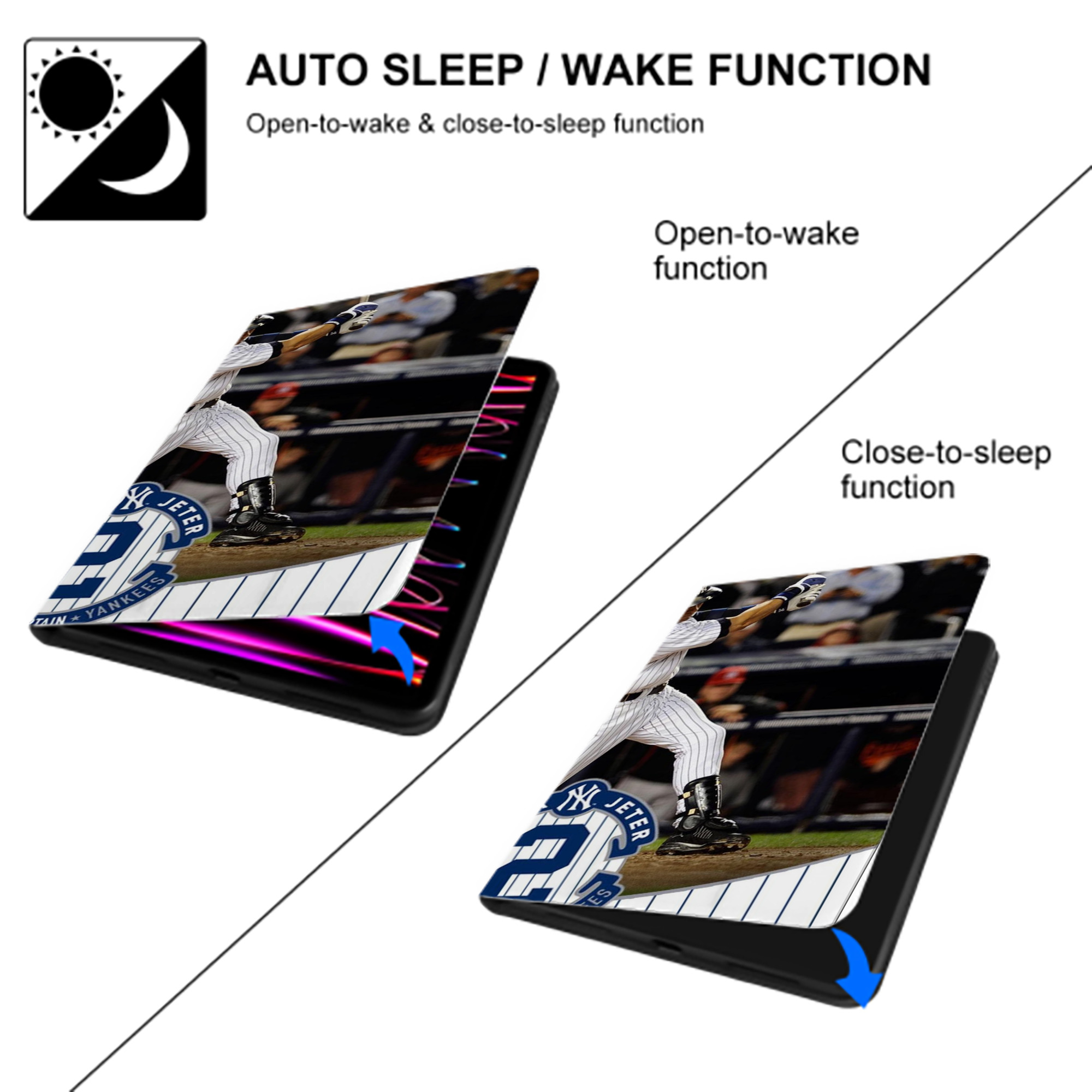 Derek Jeter 88 IPad Book-Style Case With Pencil Slot – Slim PU & TPU Cover – Full Protection, Precise Fit, Water & Scratch Resistant