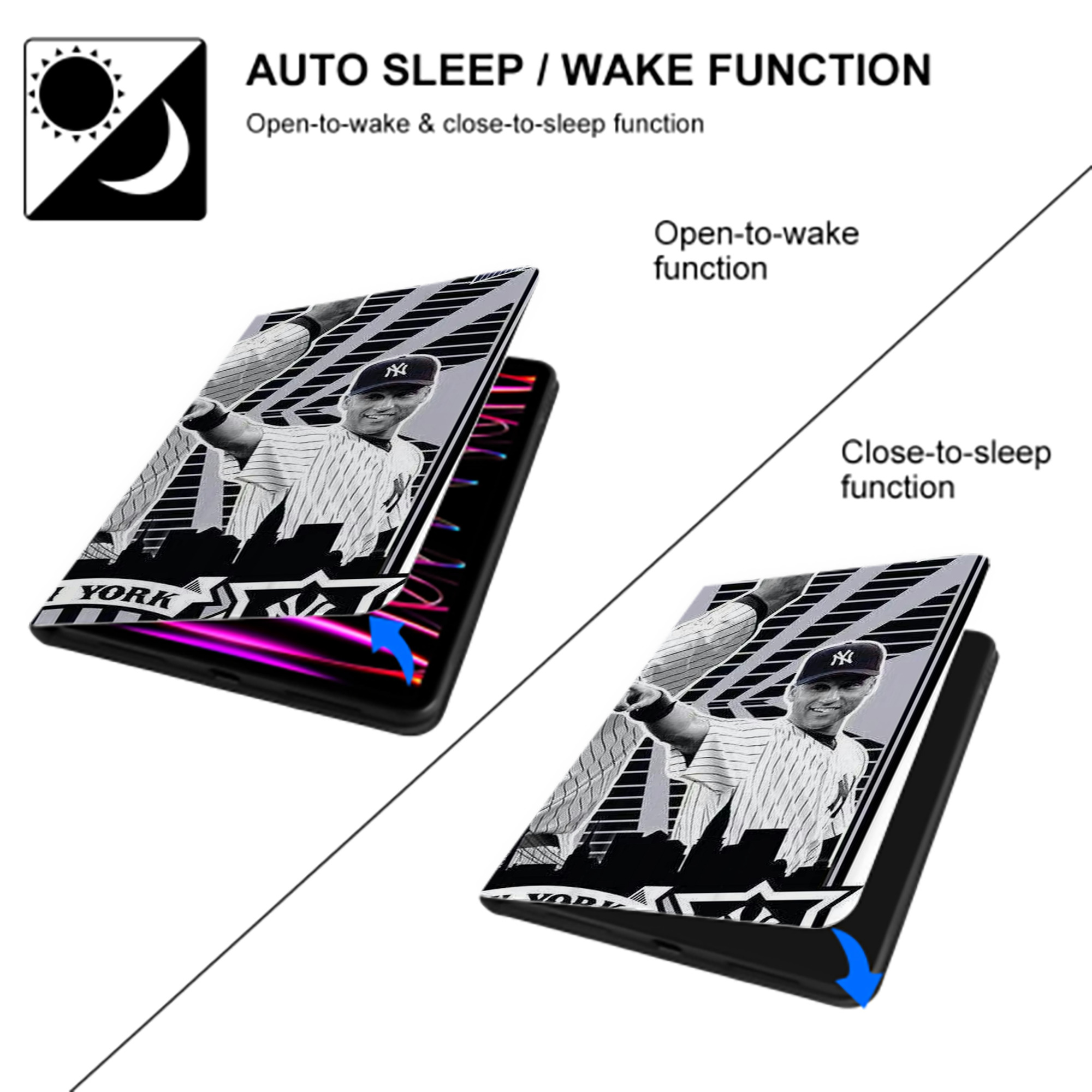 Derek Jeter 89 IPad Book-Style Case With Pencil Slot – Slim PU & TPU Cover – Full Protection, Precise Fit, Water & Scratch Resistant