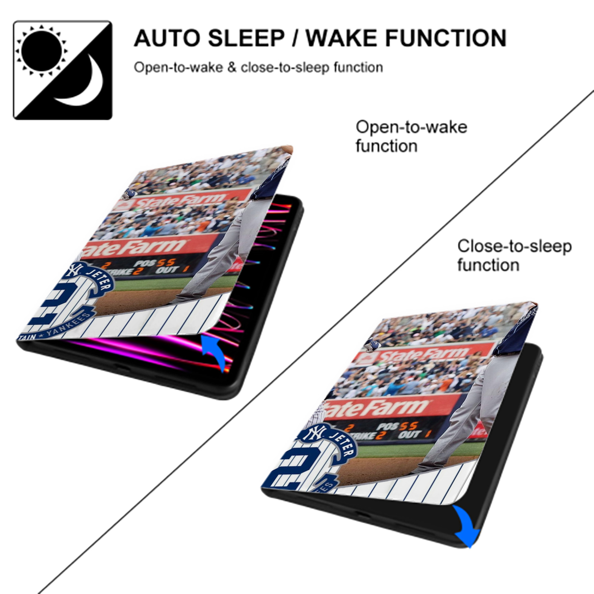 Derek Jeter 102 IPad Book-Style Case With Pencil Slot – Slim PU & TPU Cover – Full Protection, Precise Fit, Water & Scratch Resistant