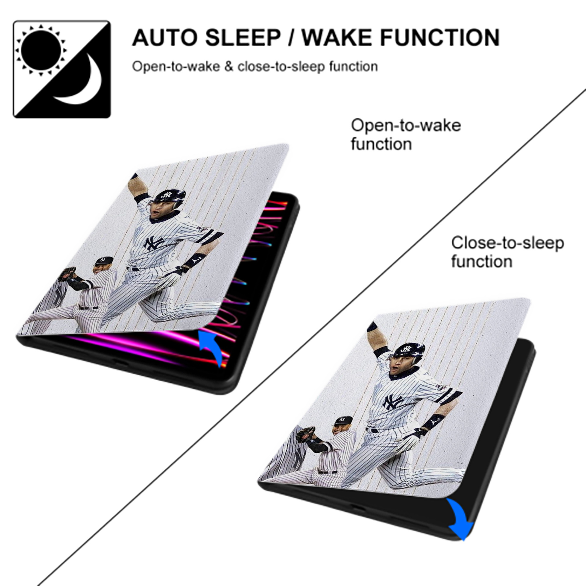 Derek Jeter 106 IPad Book-Style Case With Pencil Slot – Slim PU & TPU Cover – Full Protection, Precise Fit, Water & Scratch Resistant