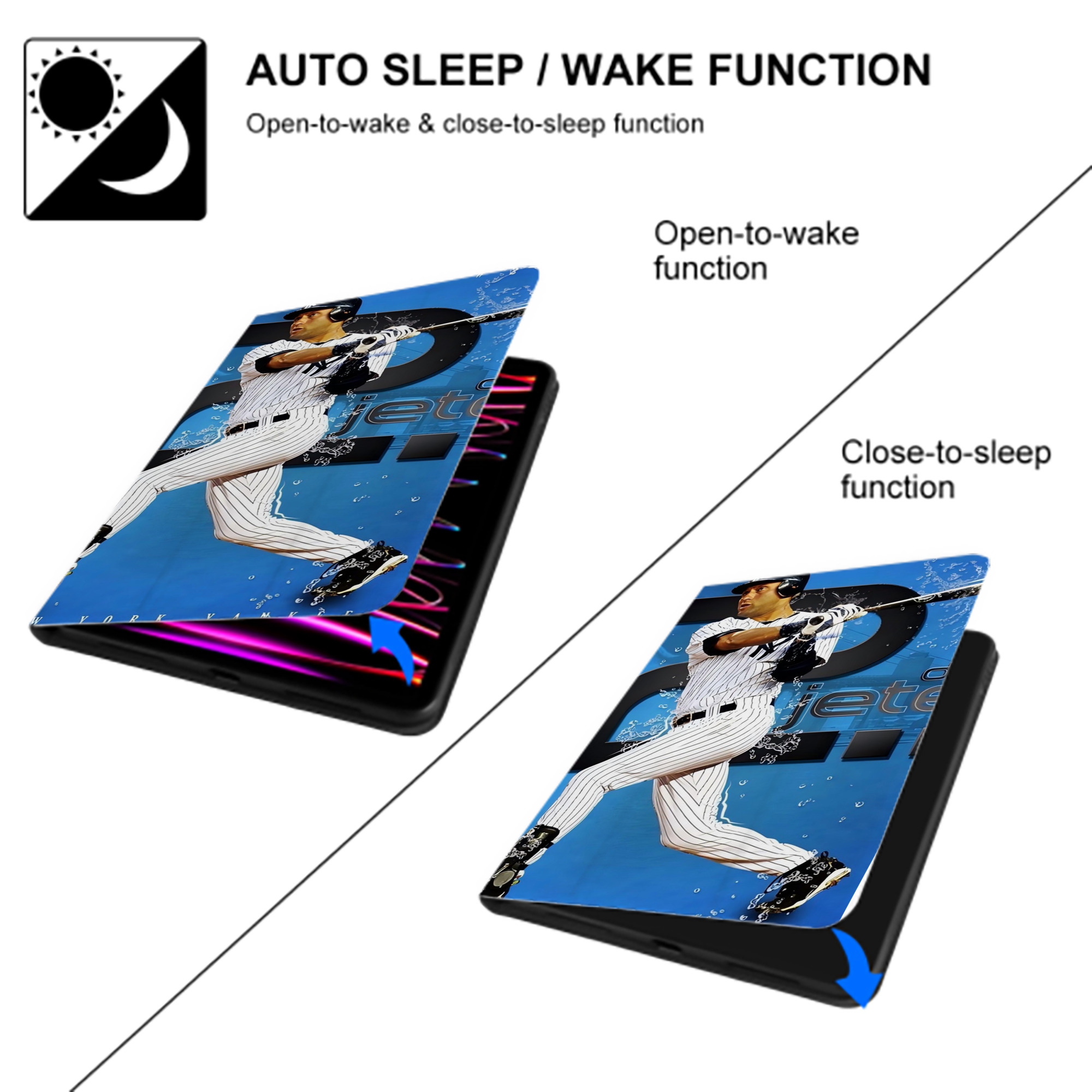 Derek Jeter 107 IPad Book-Style Case With Pencil Slot – Slim PU & TPU Cover – Full Protection, Precise Fit, Water & Scratch Resistant