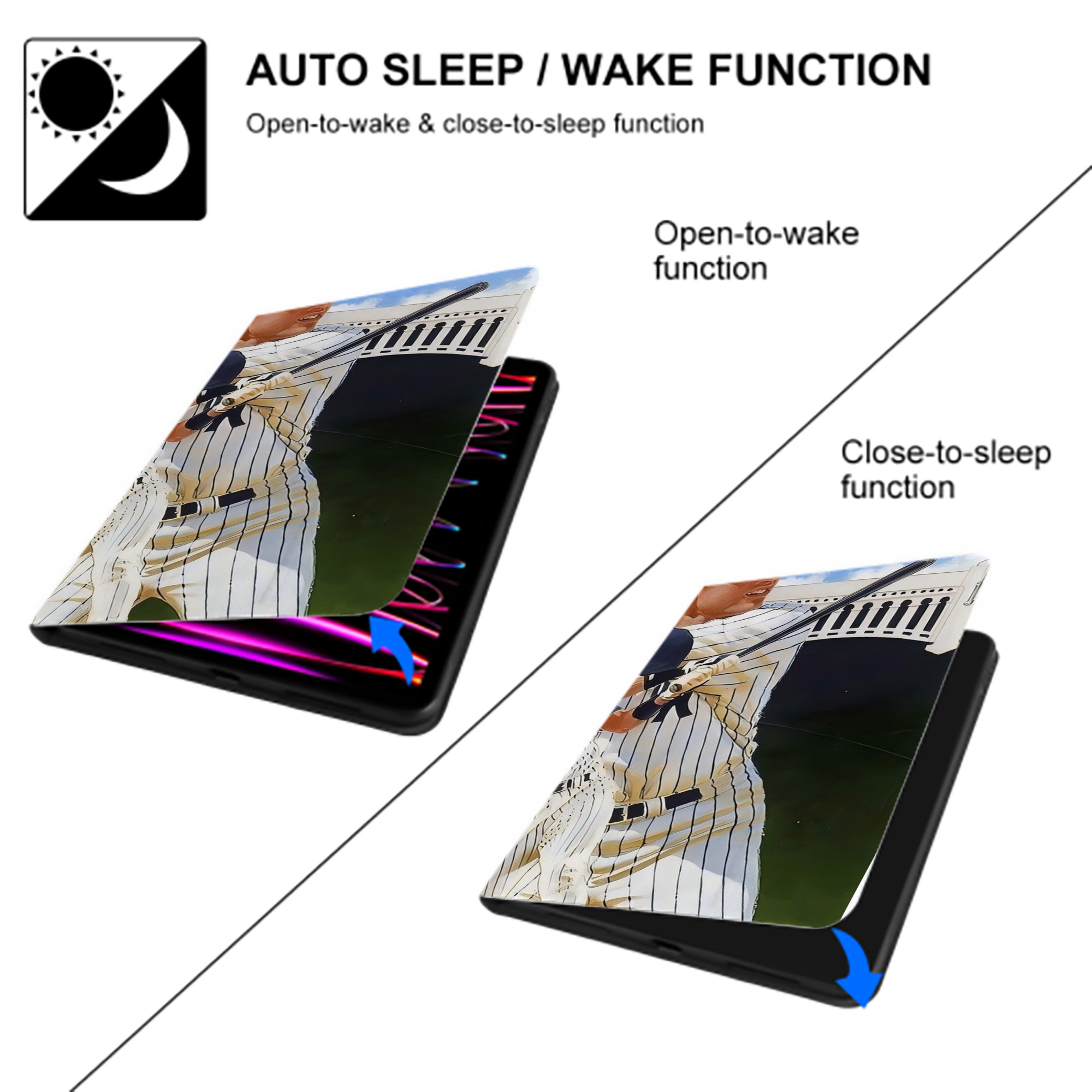 Derek Jeter 108 IPad Book-Style Case With Pencil Slot – Slim PU & TPU Cover – Full Protection, Precise Fit, Water & Scratch Resistant