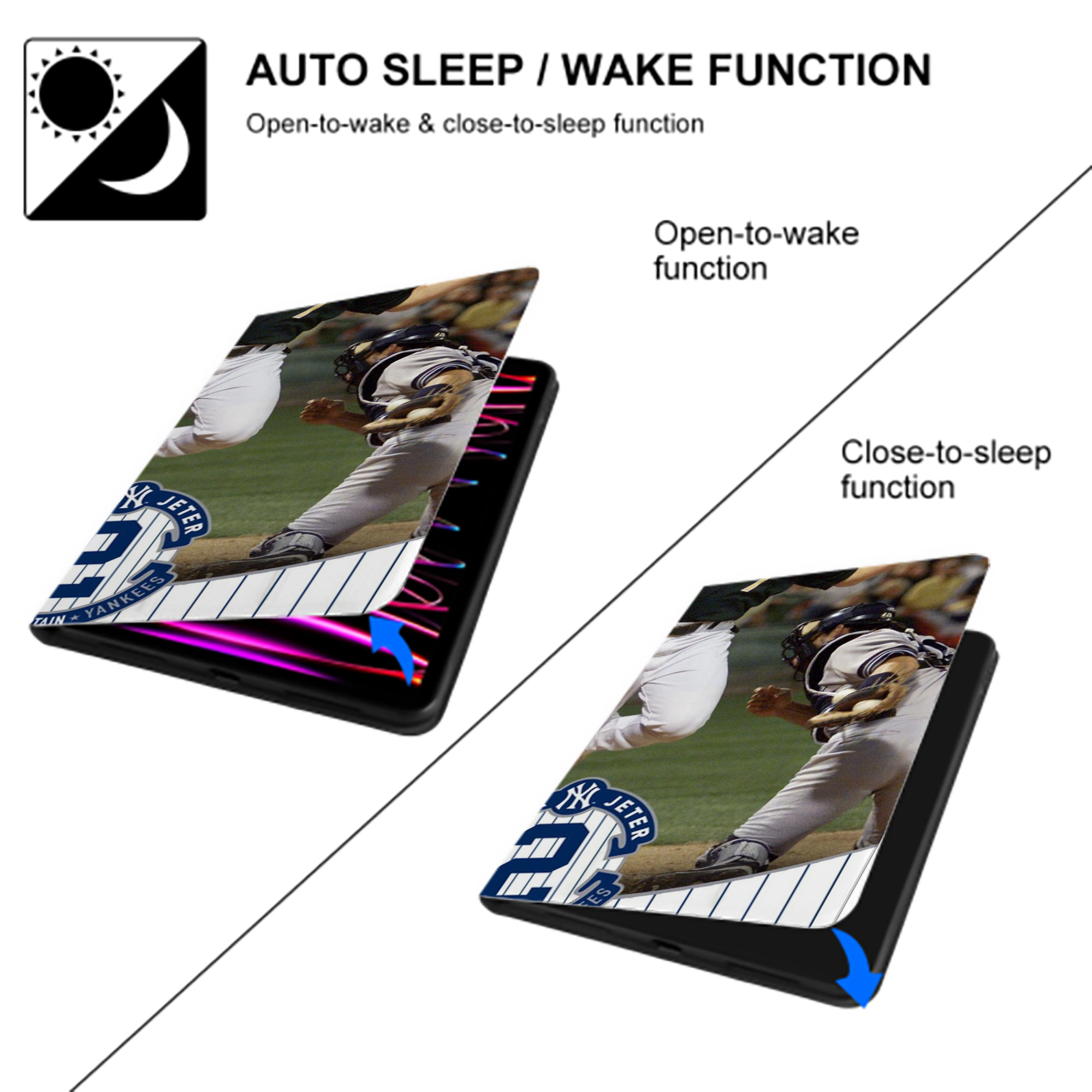 Derek Jeter 111 IPad Book-Style Case With Pencil Slot – Slim PU & TPU Cover – Full Protection, Precise Fit, Water & Scratch Resistant