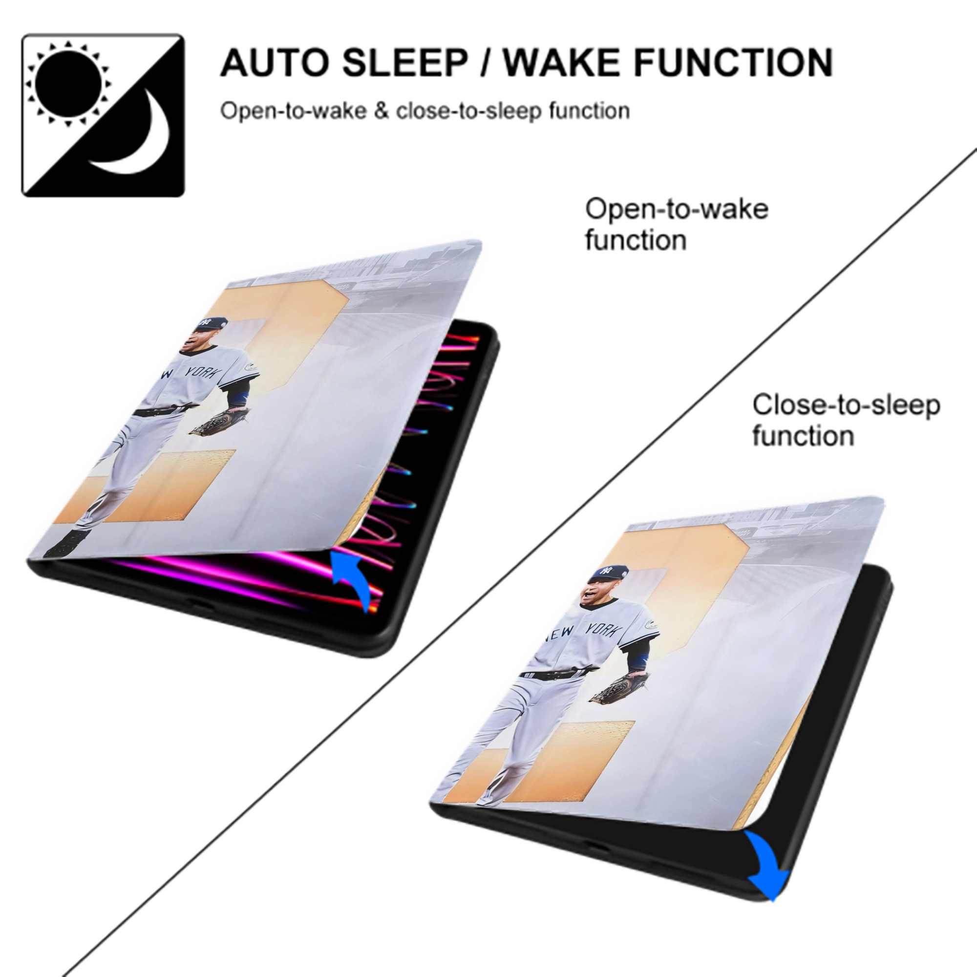 Derek Jeter 112 IPad Book-Style Case With Pencil Slot – Slim PU & TPU Cover – Full Protection, Precise Fit, Water & Scratch Resistant