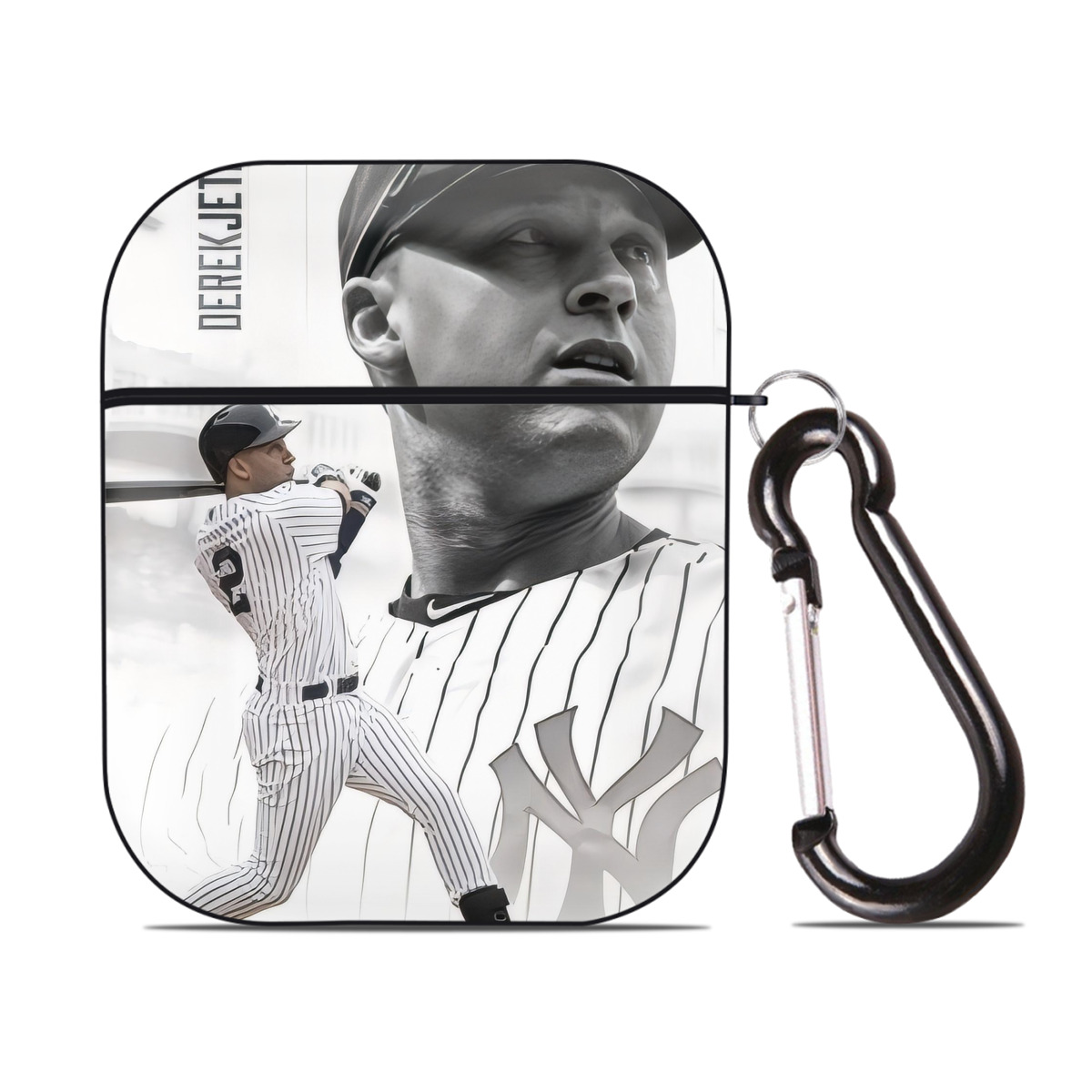 Derek Jeter 61 AirPods 2 Case Hard Shell Black, Flexible PC Material, Precise Cutouts, Full Protection, Anti-Fingerprint, Washable, Includes Keychain – Durable & Slim Design