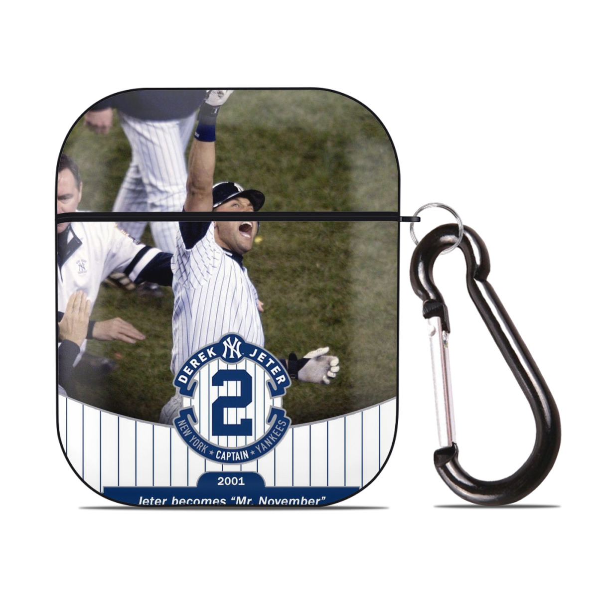 Derek Jeter 87 AirPods 2 Case Hard Shell Black, Flexible PC Material, Precise Cutouts, Full Protection, Anti-Fingerprint, Washable, Includes Keychain – Durable & Slim Design