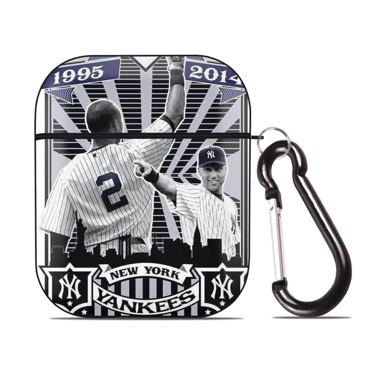 Derek Jeter 89 AirPods 2 Case Hard Shell Black, Flexible PC Material, Precise Cutouts, Full Protection, Anti-Fingerprint, Washable, Includes Keychain – Durable & Slim Design