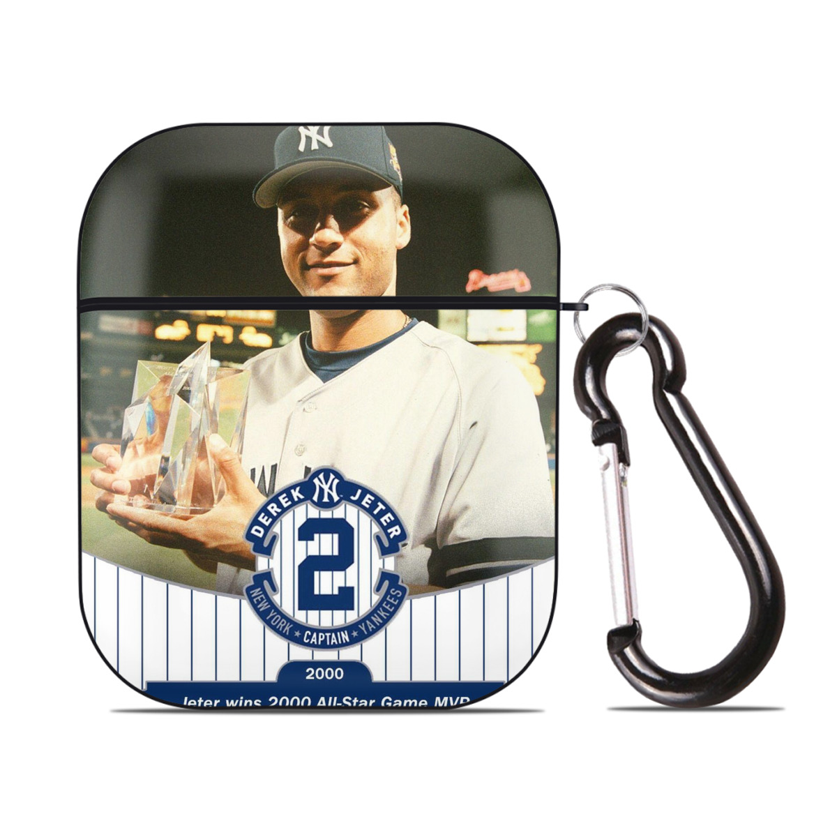 Derek Jeter 93 AirPods 2 Case Hard Shell Black, Flexible PC Material, Precise Cutouts, Full Protection, Anti-Fingerprint, Washable, Includes Keychain – Durable & Slim Design