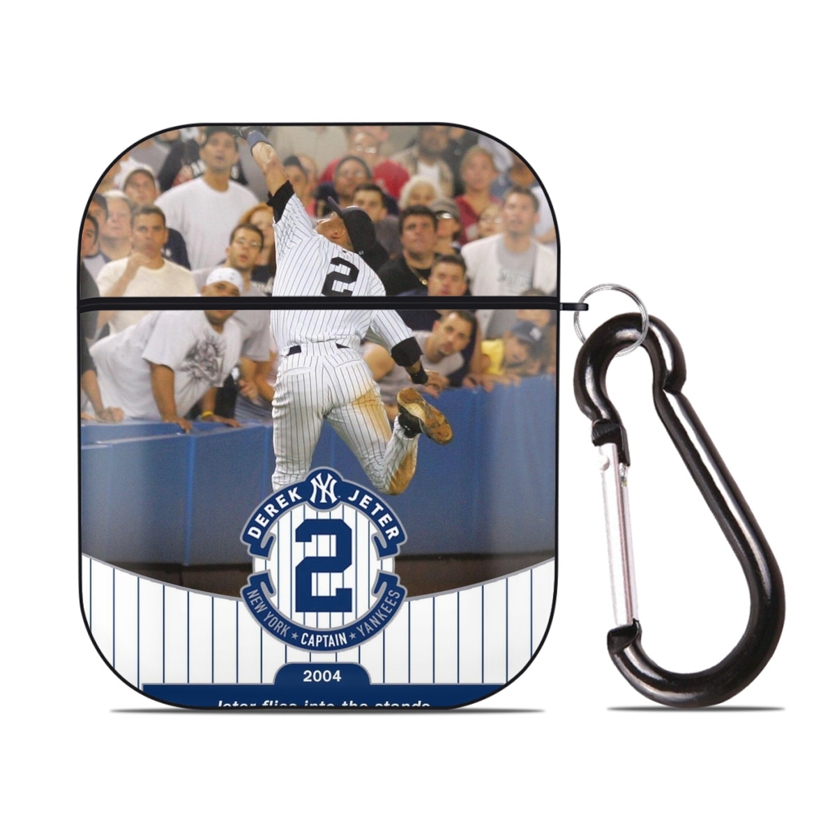 Derek Jeter 94 AirPods 2 Case Hard Shell Black, Flexible PC Material, Precise Cutouts, Full Protection, Anti-Fingerprint, Washable, Includes Keychain – Durable & Slim Design