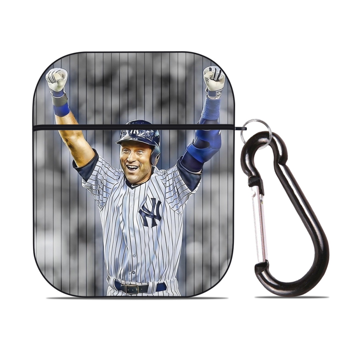 Derek Jeter 96 AirPods 2 Case Hard Shell Black, Flexible PC Material, Precise Cutouts, Full Protection, Anti-Fingerprint, Washable, Includes Keychain – Durable & Slim Design