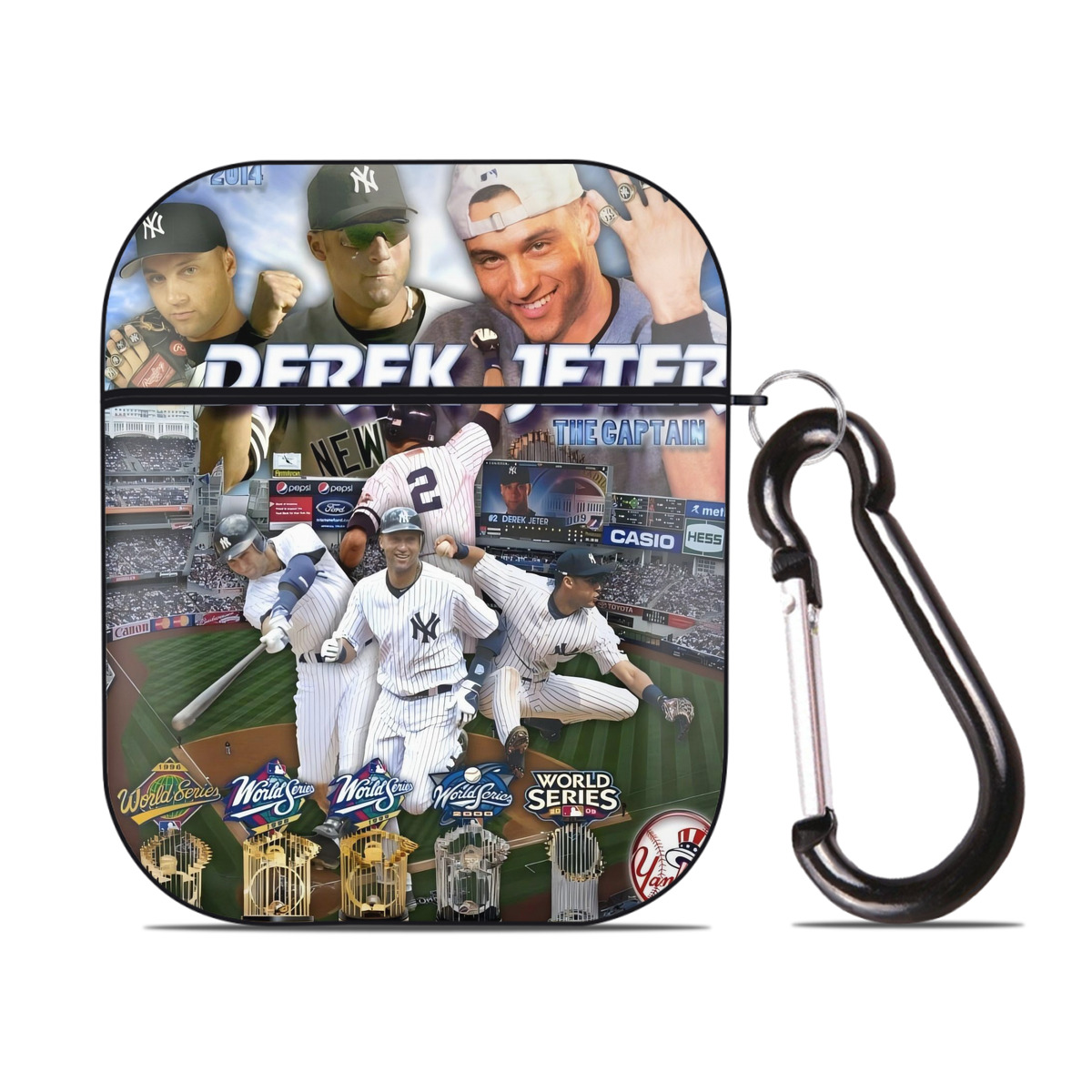 Derek Jeter 100 AirPods 2 Case Hard Shell Black, Flexible PC Material, Precise Cutouts, Full Protection, Anti-Fingerprint, Washable, Includes Keychain – Durable & Slim Design