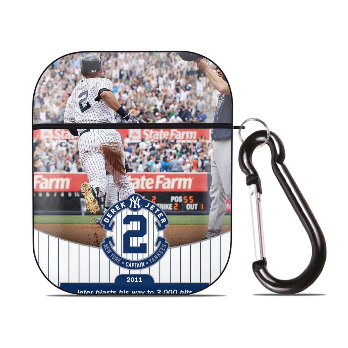 Derek Jeter 102 AirPods 2 Case Hard Shell Black, Flexible PC Material, Precise Cutouts, Full Protection, Anti-Fingerprint, Washable, Includes Keychain – Durable & Slim Design