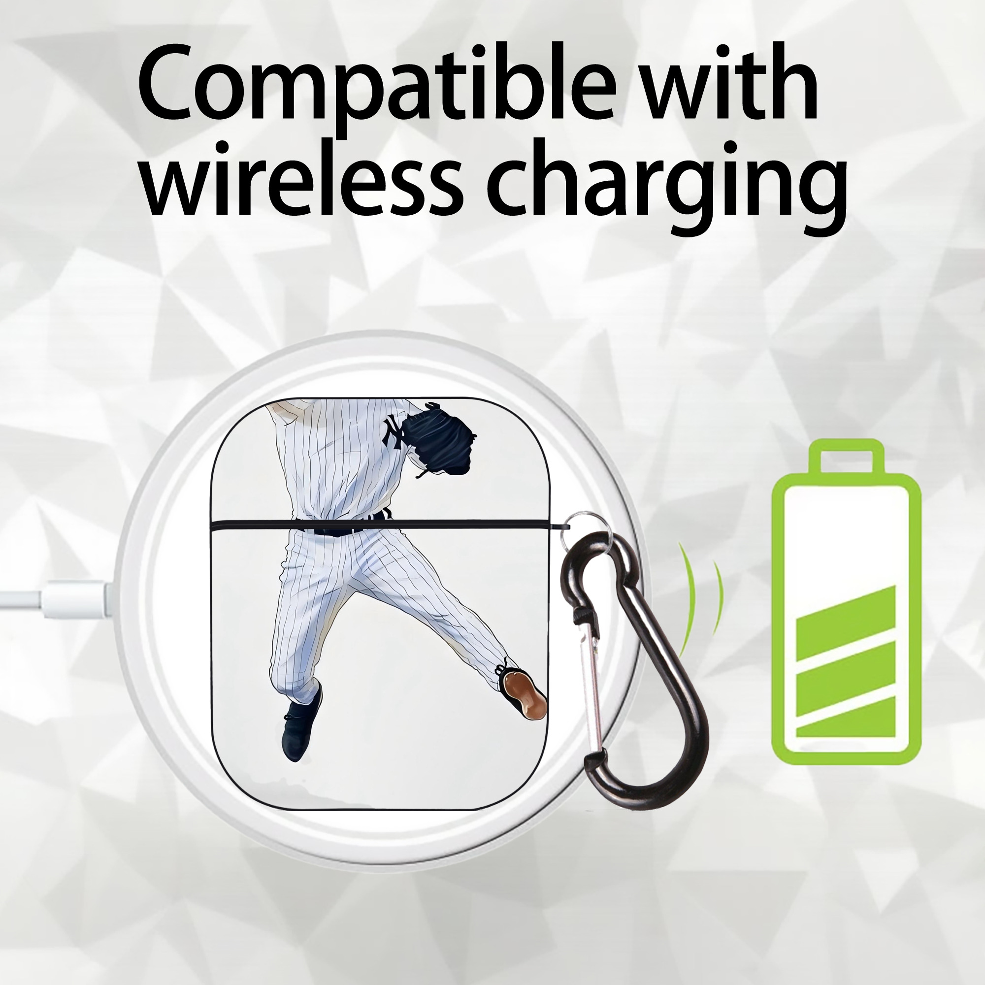 Derek Jeter 17 AirPods 2 Case Hard Shell Black, Flexible PC Material, Precise Cutouts, Full Protection, Anti-Fingerprint, Washable, Includes Keychain – Durable & Slim Design