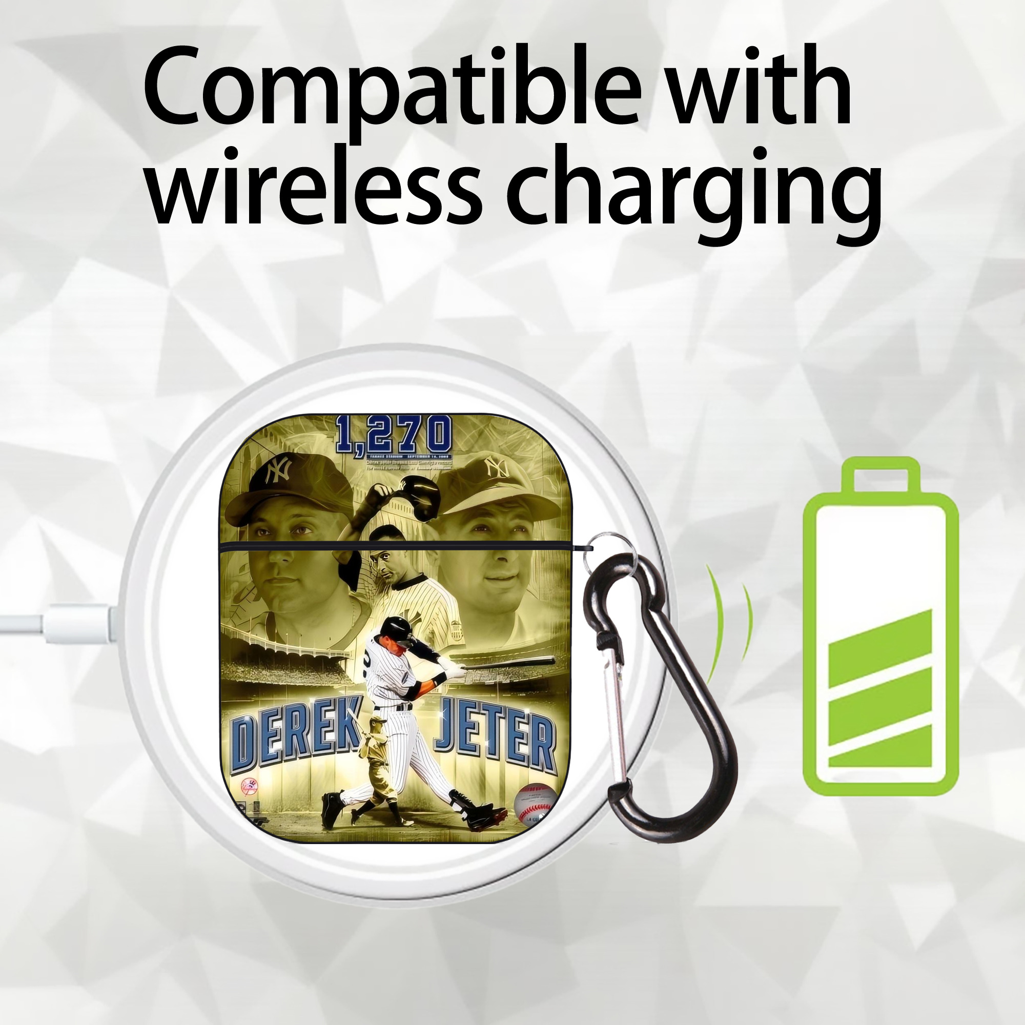 Derek Jeter 23 AirPods 2 Case Hard Shell Black, Flexible PC Material, Precise Cutouts, Full Protection, Anti-Fingerprint, Washable, Includes Keychain – Durable & Slim Design