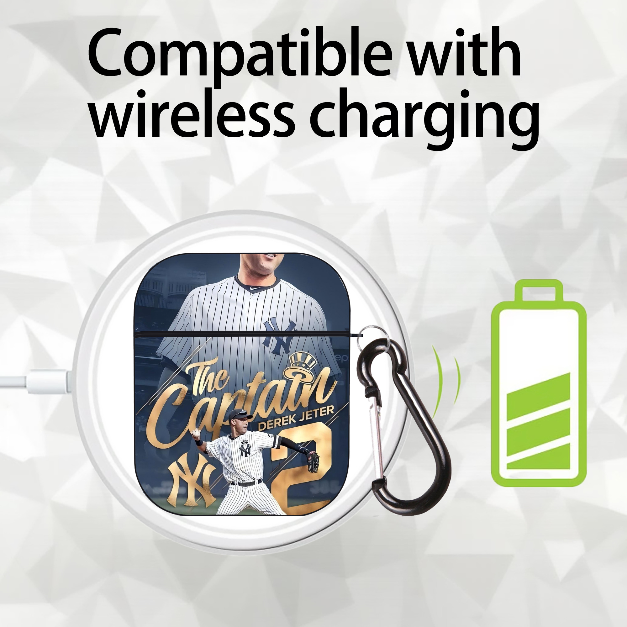 Derek Jeter 29 AirPods 2 Case Hard Shell Black, Flexible PC Material, Precise Cutouts, Full Protection, Anti-Fingerprint, Washable, Includes Keychain – Durable & Slim Design