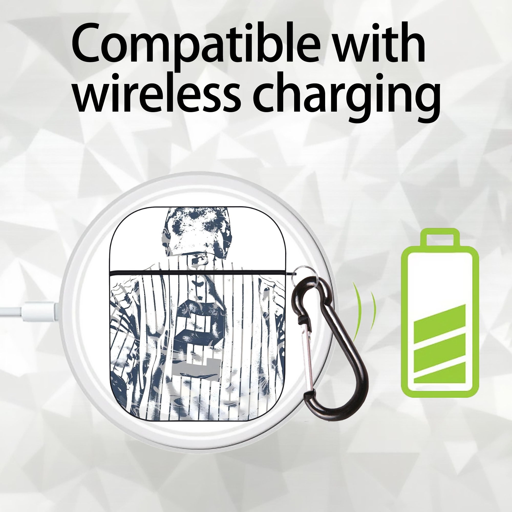 Derek Jeter 30 AirPods 2 Case Hard Shell Black, Flexible PC Material, Precise Cutouts, Full Protection, Anti-Fingerprint, Washable, Includes Keychain – Durable & Slim Design