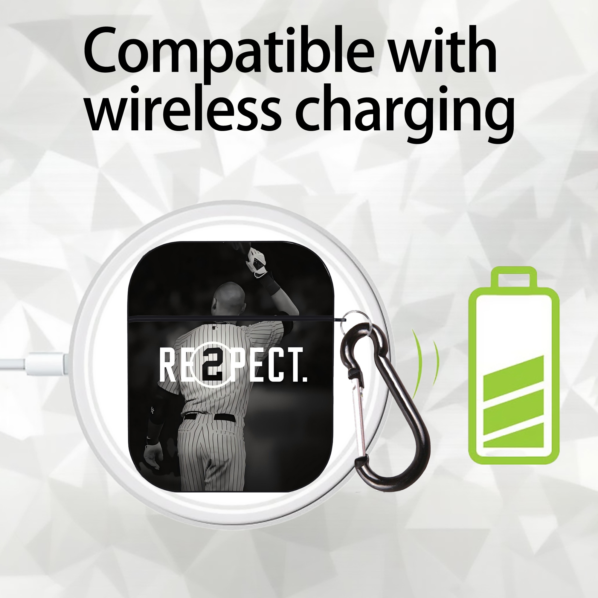 Derek Jeter 37 AirPods 2 Case Hard Shell Black, Flexible PC Material, Precise Cutouts, Full Protection, Anti-Fingerprint, Washable, Includes Keychain – Durable & Slim Design