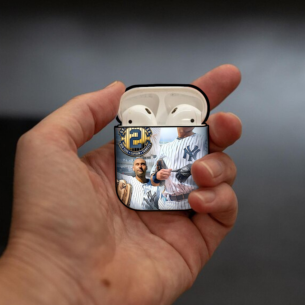 Derek Jeter 40 AirPods 2 Case Hard Shell Black, Flexible PC Material, Precise Cutouts, Full Protection, Anti-Fingerprint, Washable, Includes Keychain – Durable & Slim Design
