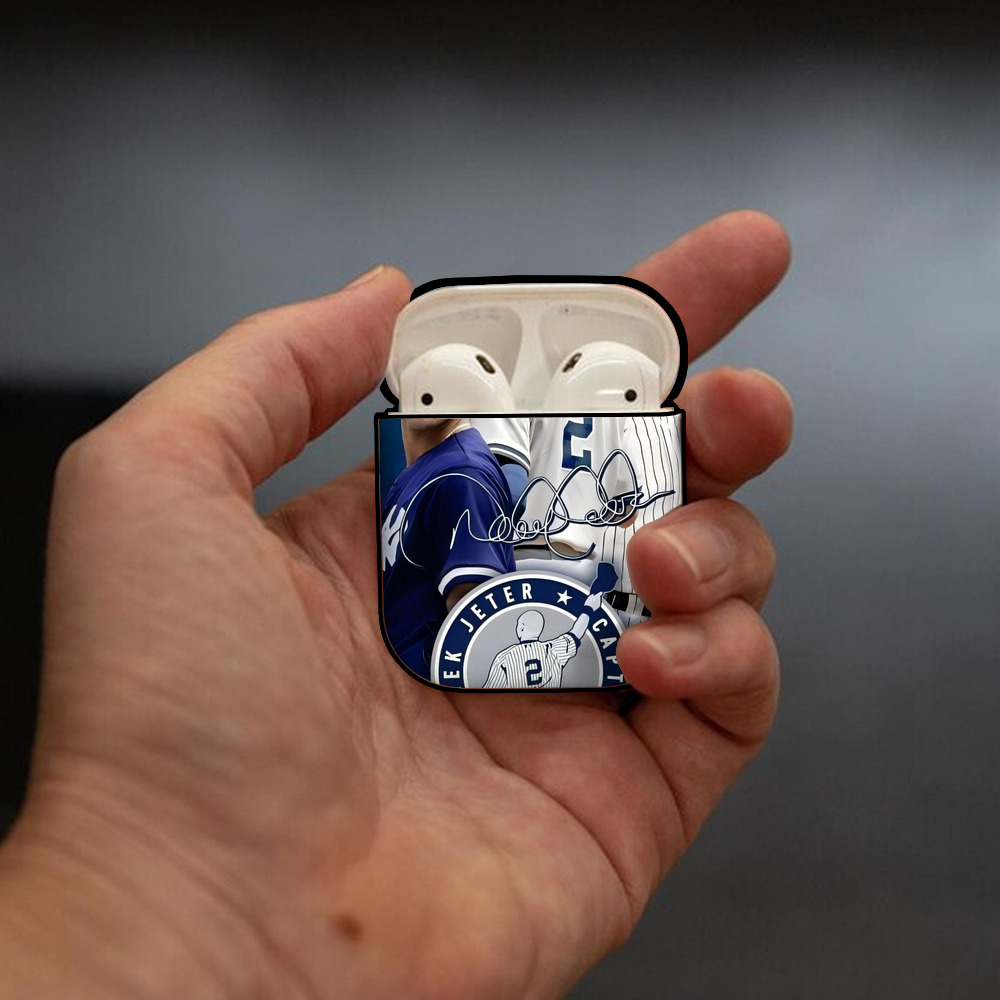 Derek Jeter 47 AirPods 2 Case Hard Shell Black, Flexible PC Material, Precise Cutouts, Full Protection, Anti-Fingerprint, Washable, Includes Keychain – Durable & Slim Design