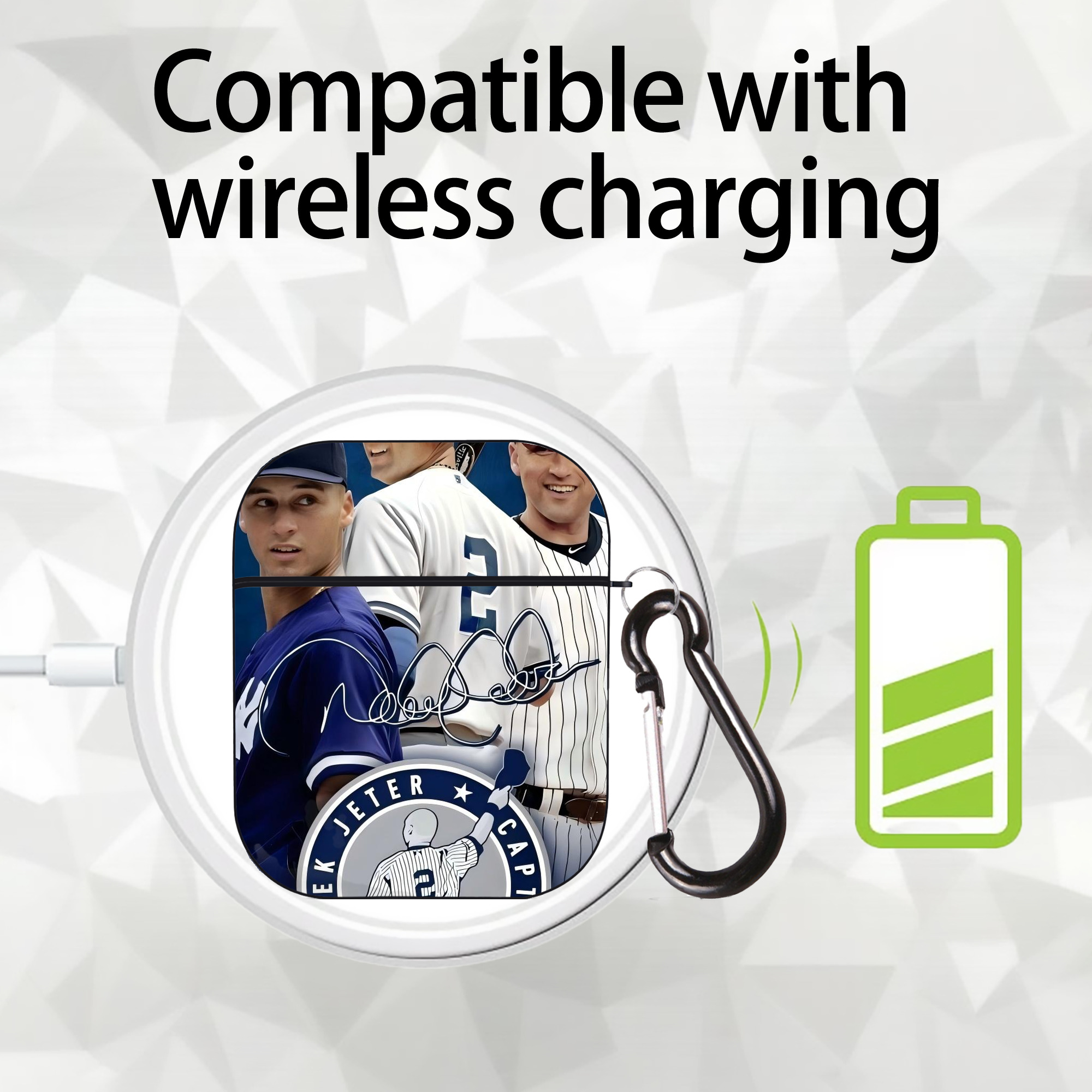 Derek Jeter 47 AirPods 2 Case Hard Shell Black, Flexible PC Material, Precise Cutouts, Full Protection, Anti-Fingerprint, Washable, Includes Keychain – Durable & Slim Design